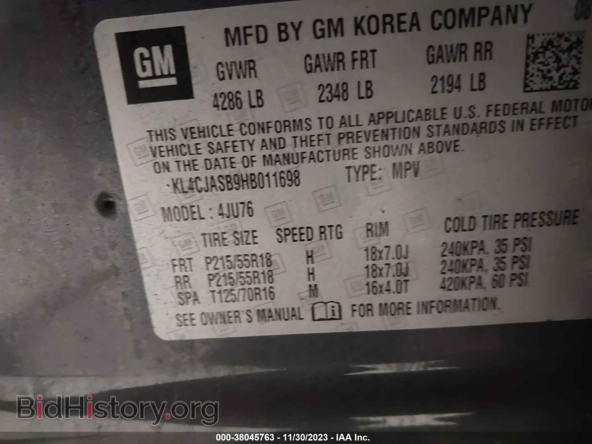 2017 BUICK ENCORE - VIN: KL4CJASB9HB011698 - Photo 9