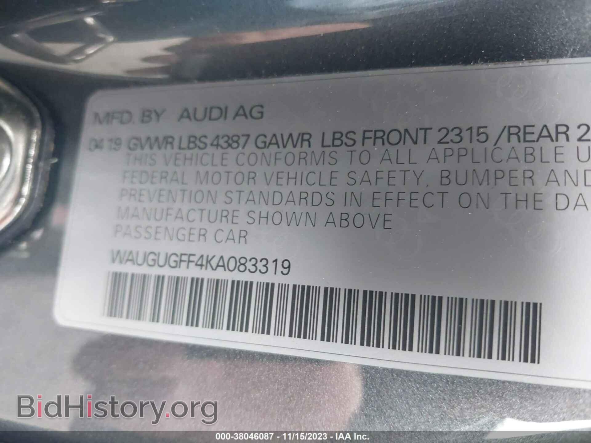 2019 AUDI A3 - VIN: WAUGUGFF4KA083319 - Фото 9
