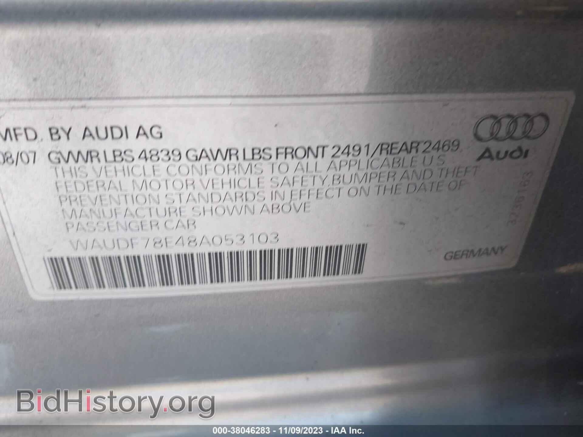 2008 AUDI A4 - VIN: WAUDF78E48A053103 - Photo 9