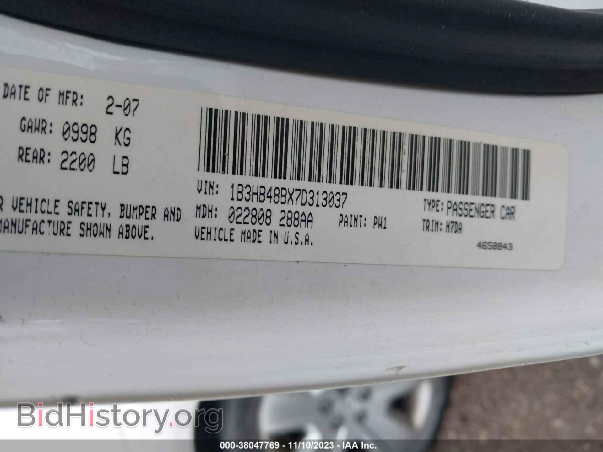 2007 DODGE CALIBER - VIN: 1B3HB48BX7D313037 - Фото 9