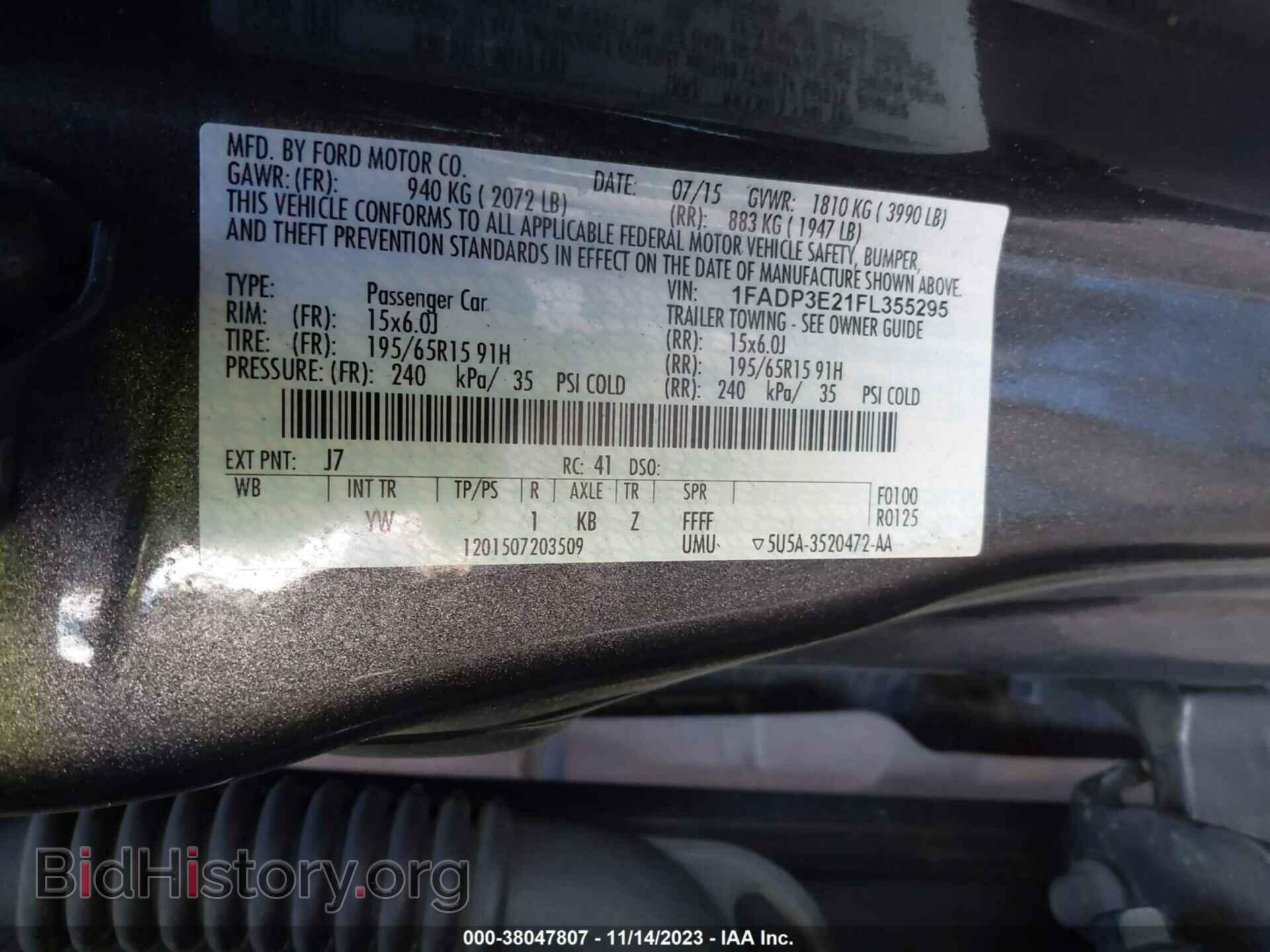 2015 FORD FOCUS - VIN: 1FADP3E21FL355295 - Фото 9