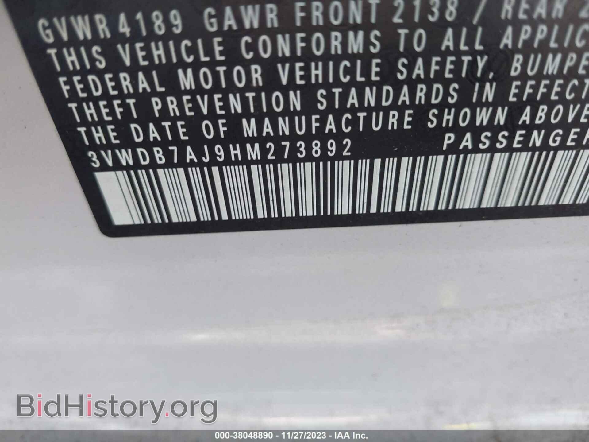 2017 VOLKSWAGEN JETTA - VIN: 3VWDB7AJ9HM273892 - Фото 9