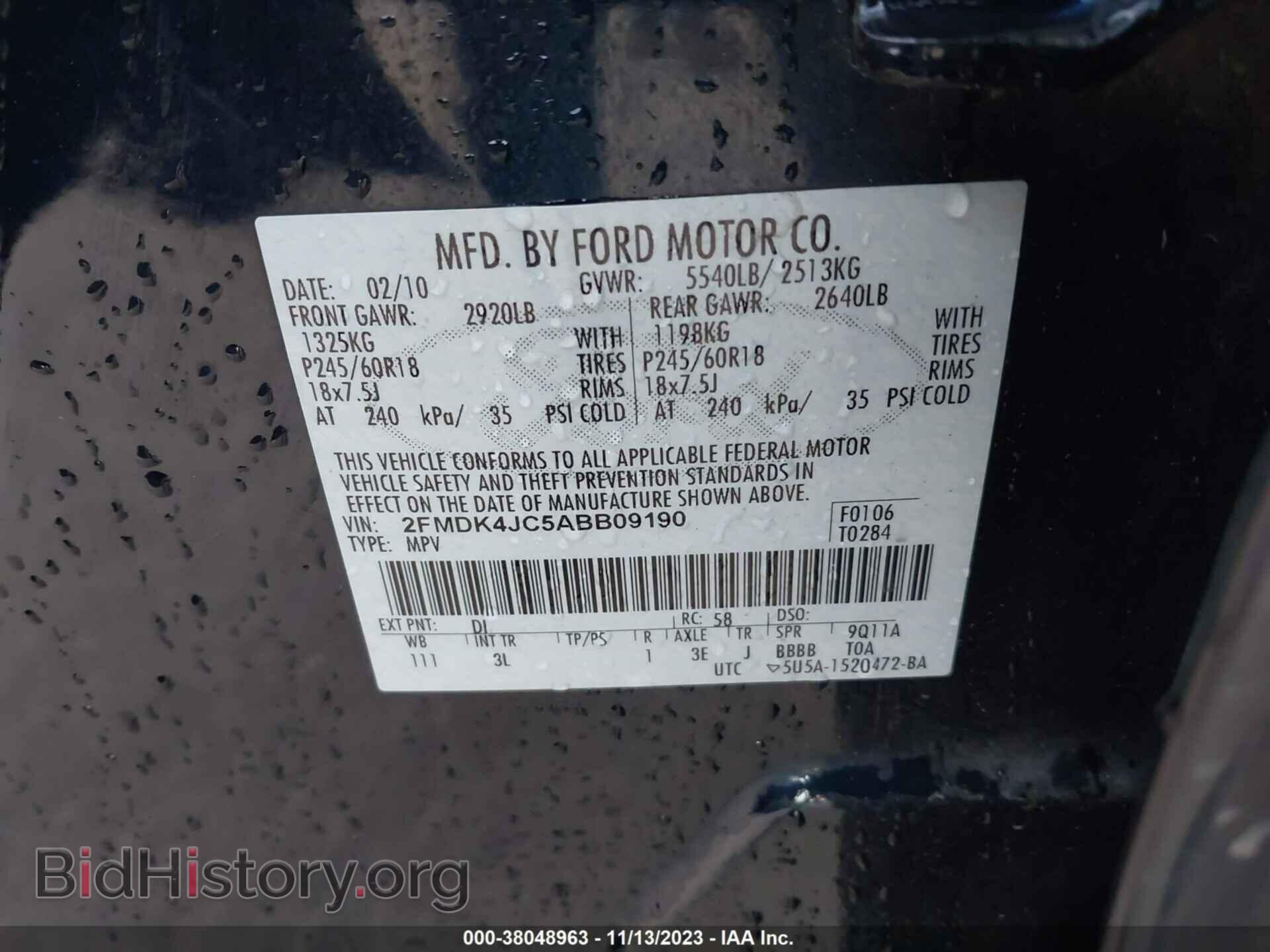 2010 FORD EDGE - VIN: 2FMDK4JC5ABB09190 - Photo 9