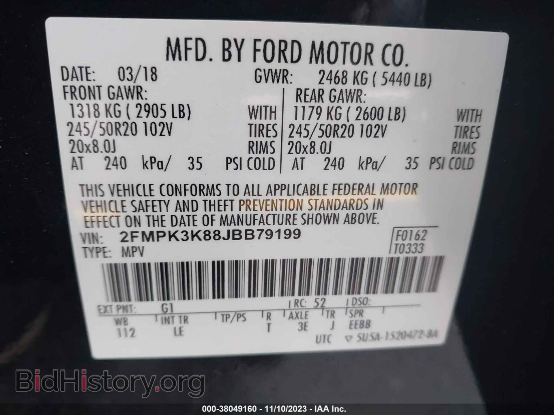 2018 FORD EDGE - VIN: 2FMPK3K88JBB79199 - Photo 9