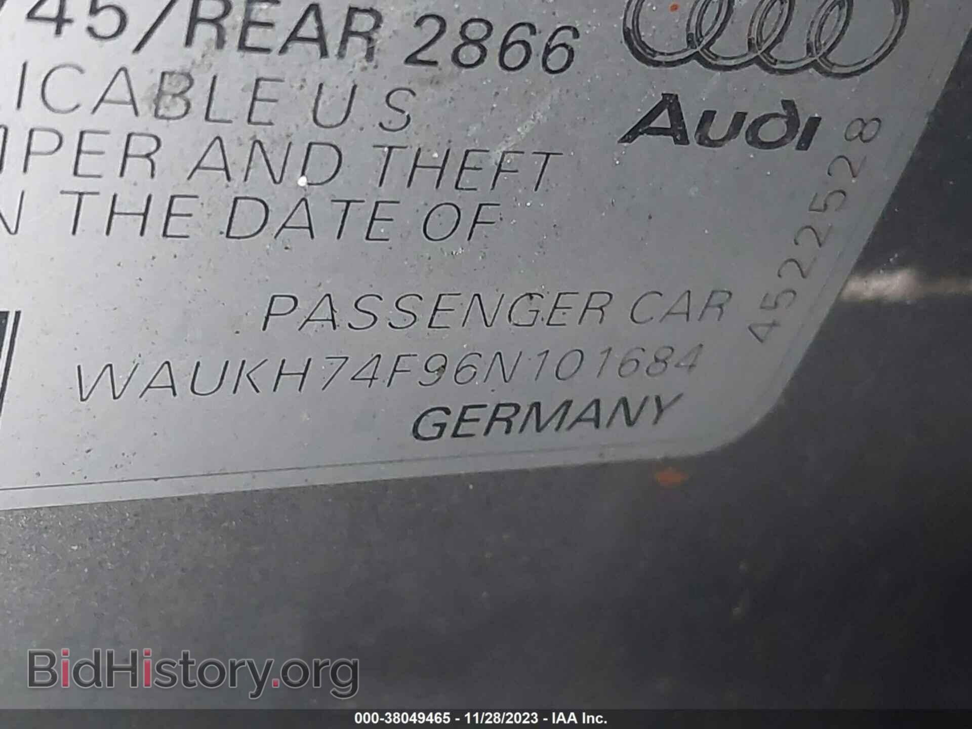 2006 AUDI A6 - VIN: WAUKH74F96N101684 - Фото 9