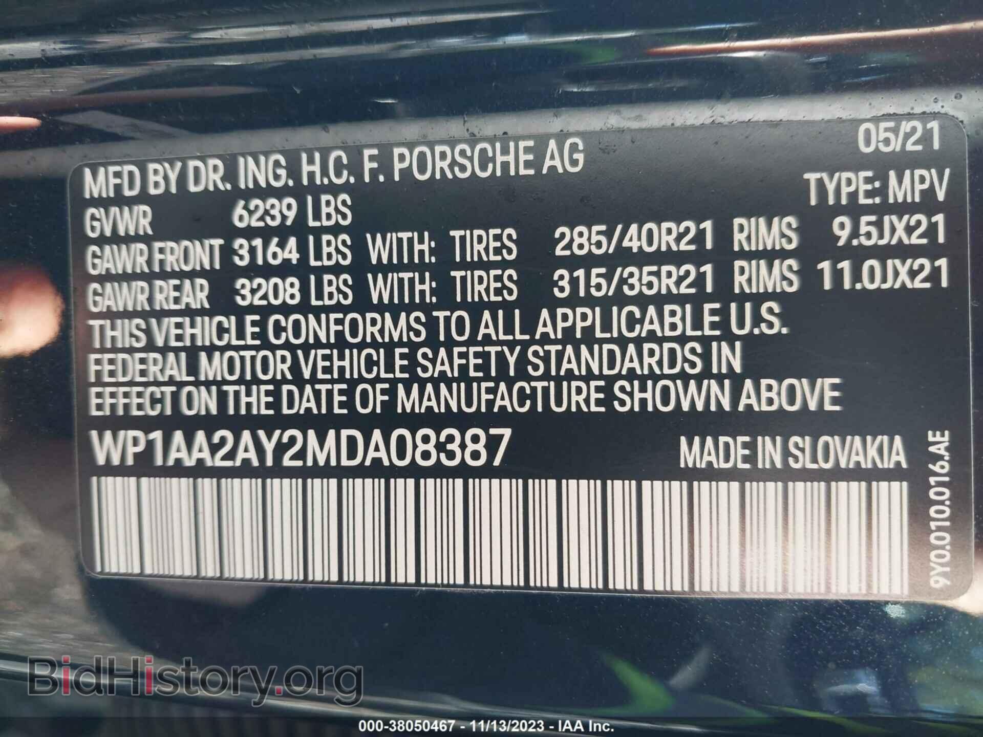 2021 PORSCHE CAYENNE - VIN: WP1AA2AY2MDA08387 - Photo 9