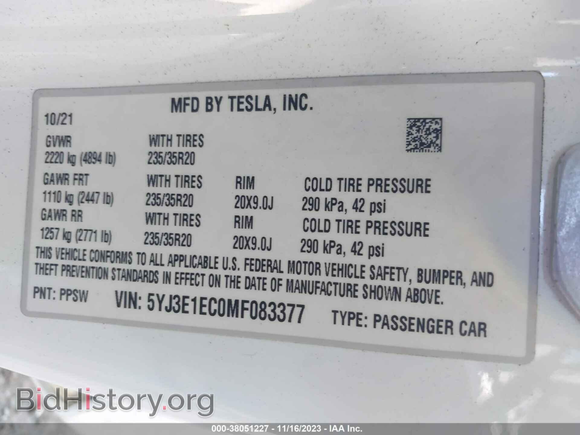 2021 TESLA MODEL 3 - VIN: 5YJ3E1EC0MF083377 - Фото 9