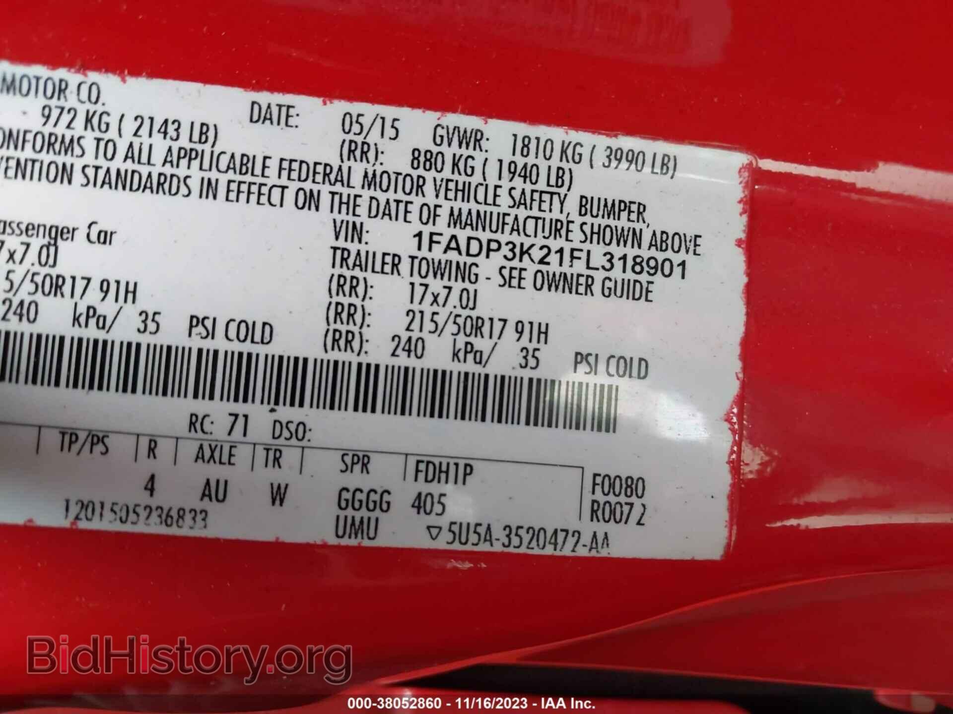 2015 FORD FOCUS - VIN: 1FADP3K21FL318901 - Фото 9