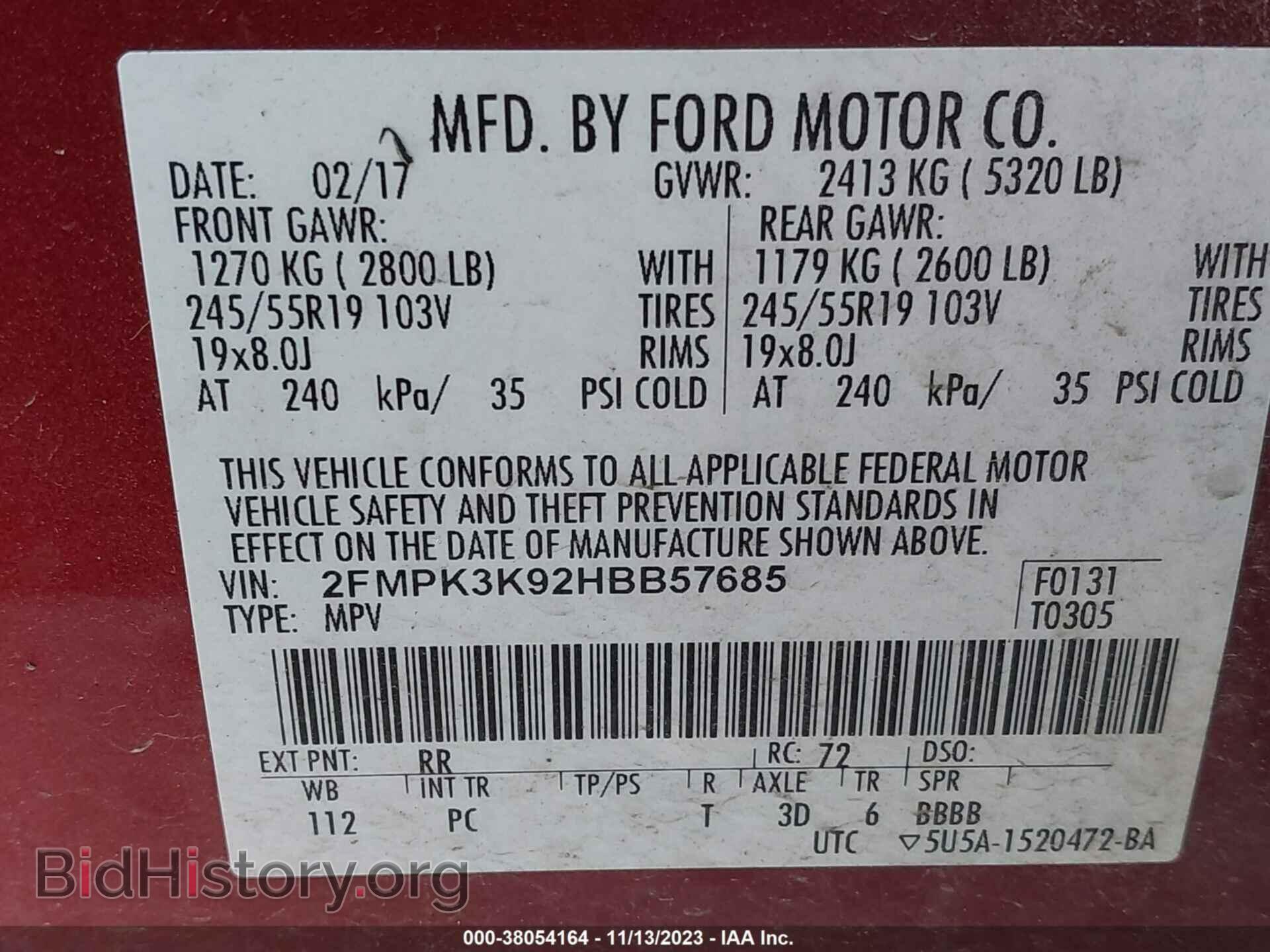 2017 FORD EDGE - VIN: 2FMPK3K92HBB57685 - Photo 9