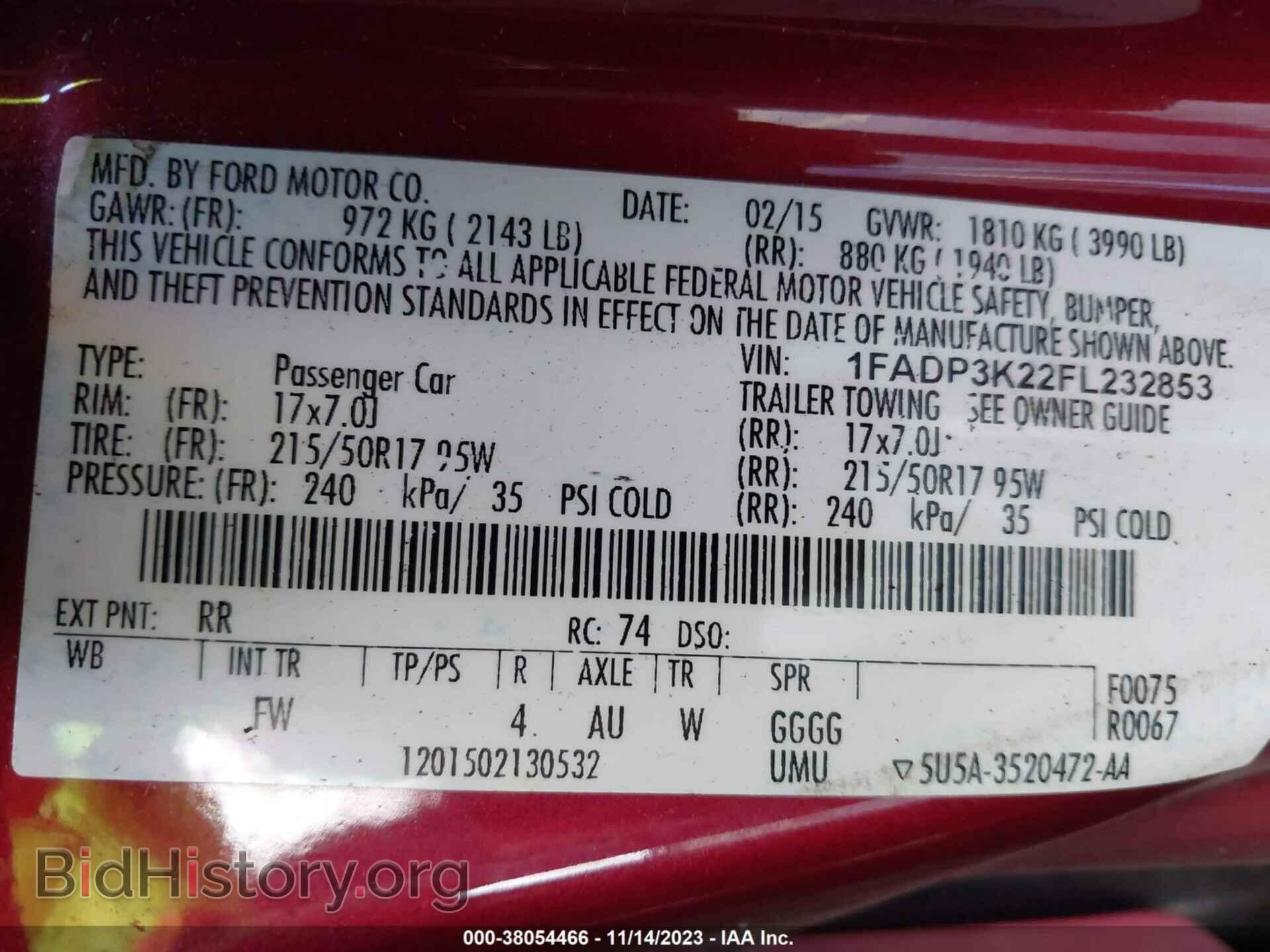 2015 FORD FOCUS - VIN: 1FADP3K22FL232853 - Фото 9