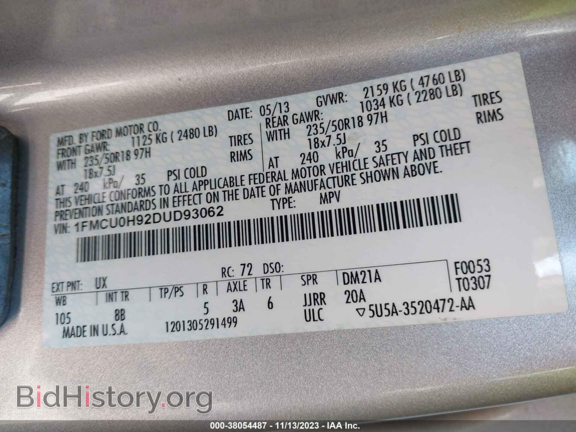 2013 FORD ESCAPE - VIN: 1FMCU0H92DUD93062 - Photo 9