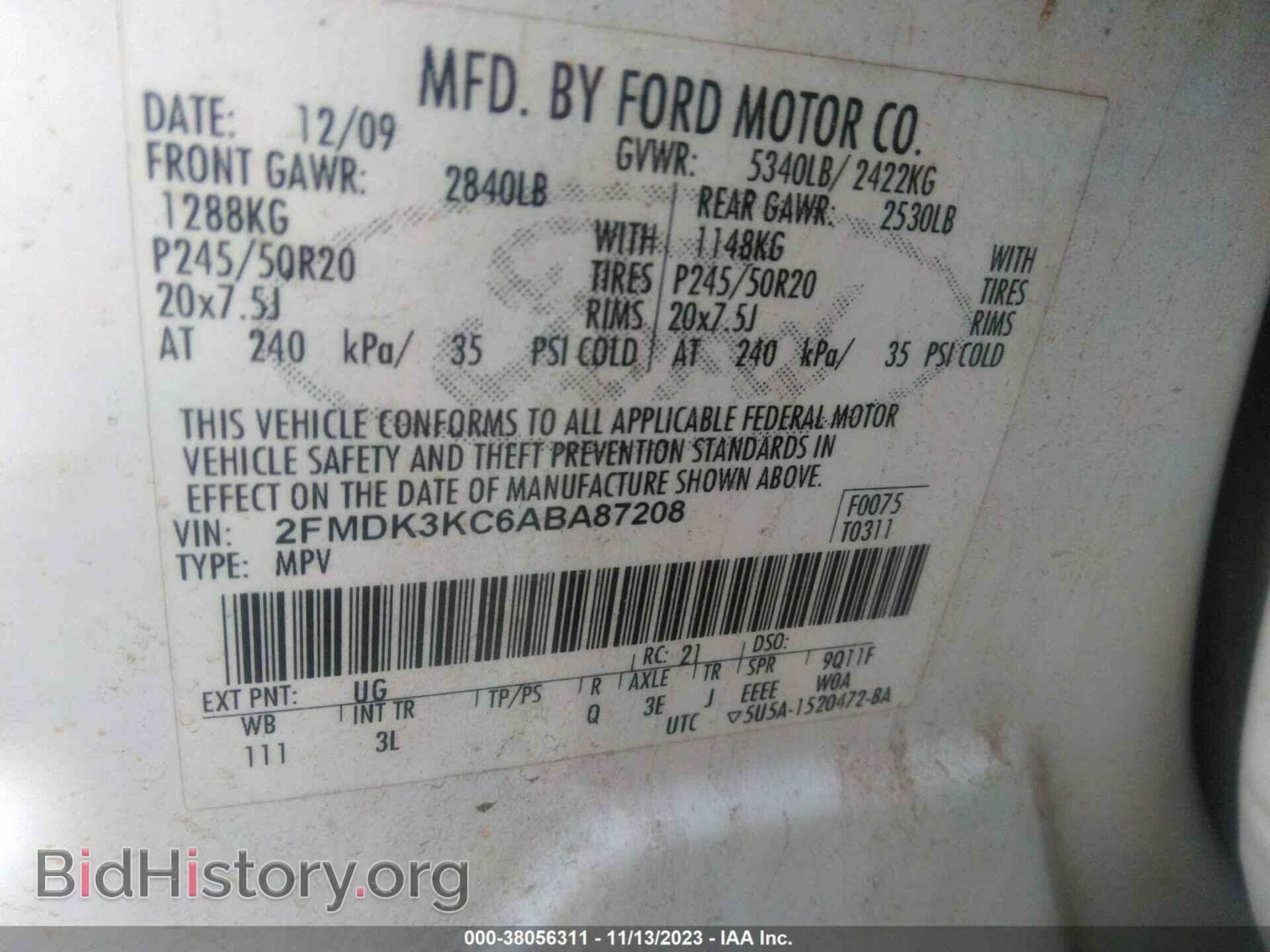 2010 FORD EDGE - VIN: 2FMDK3KC6ABA87208 - Фото 9
