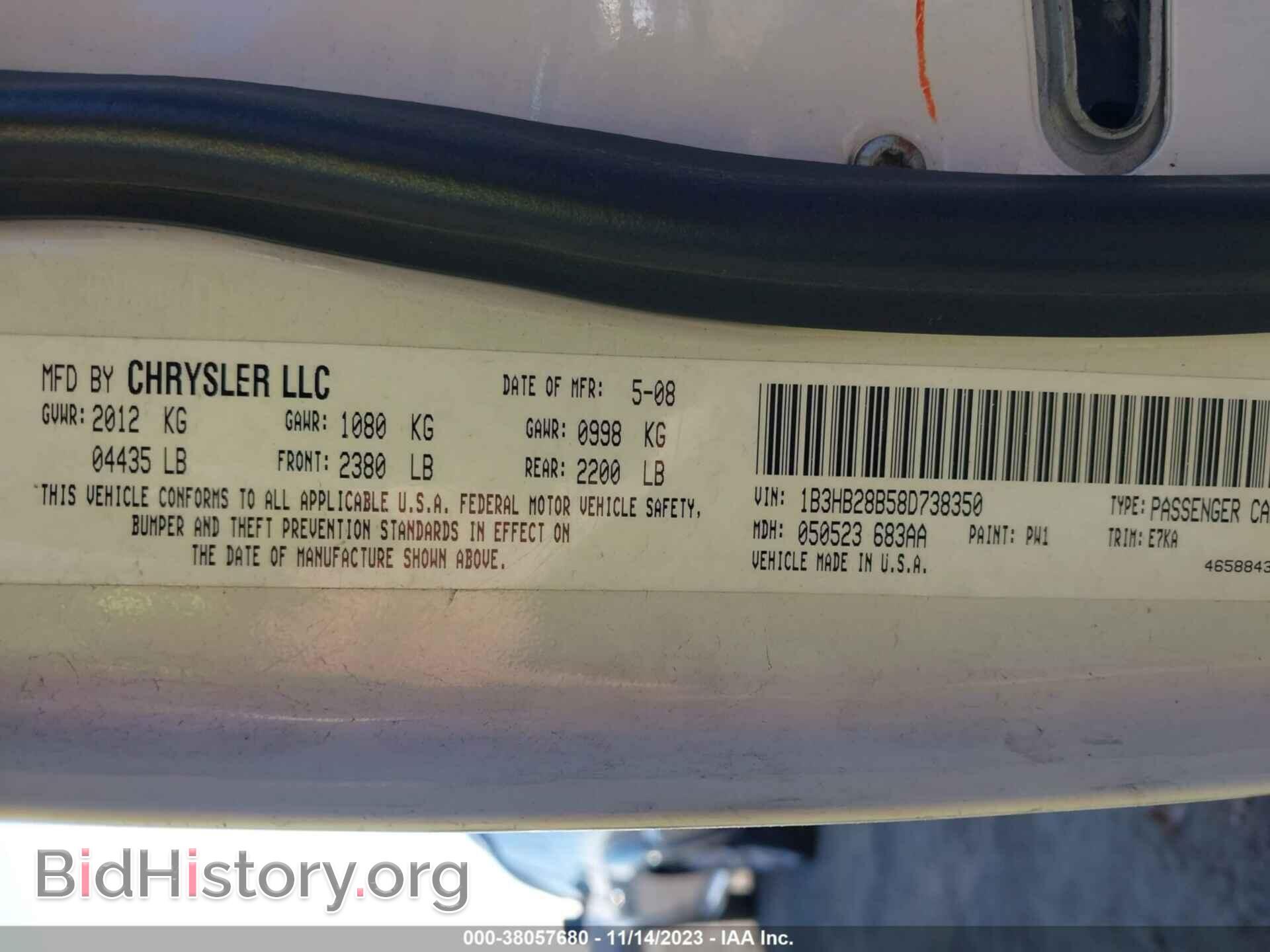 2008 DODGE CALIBER - VIN: 1B3HB28B58D738350 - Фото 9