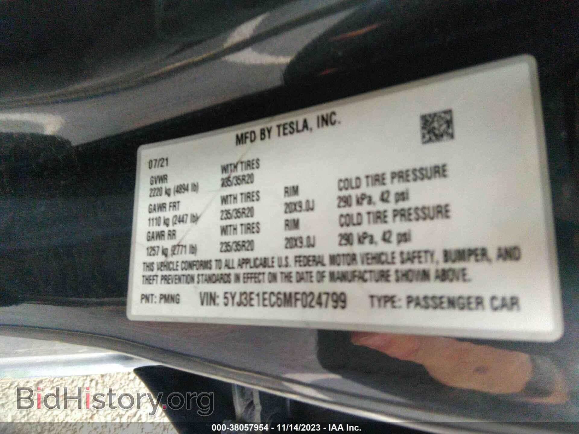 2021 TESLA MODEL 3 - VIN: 5YJ3E1EC6MF024799 - Фото 9