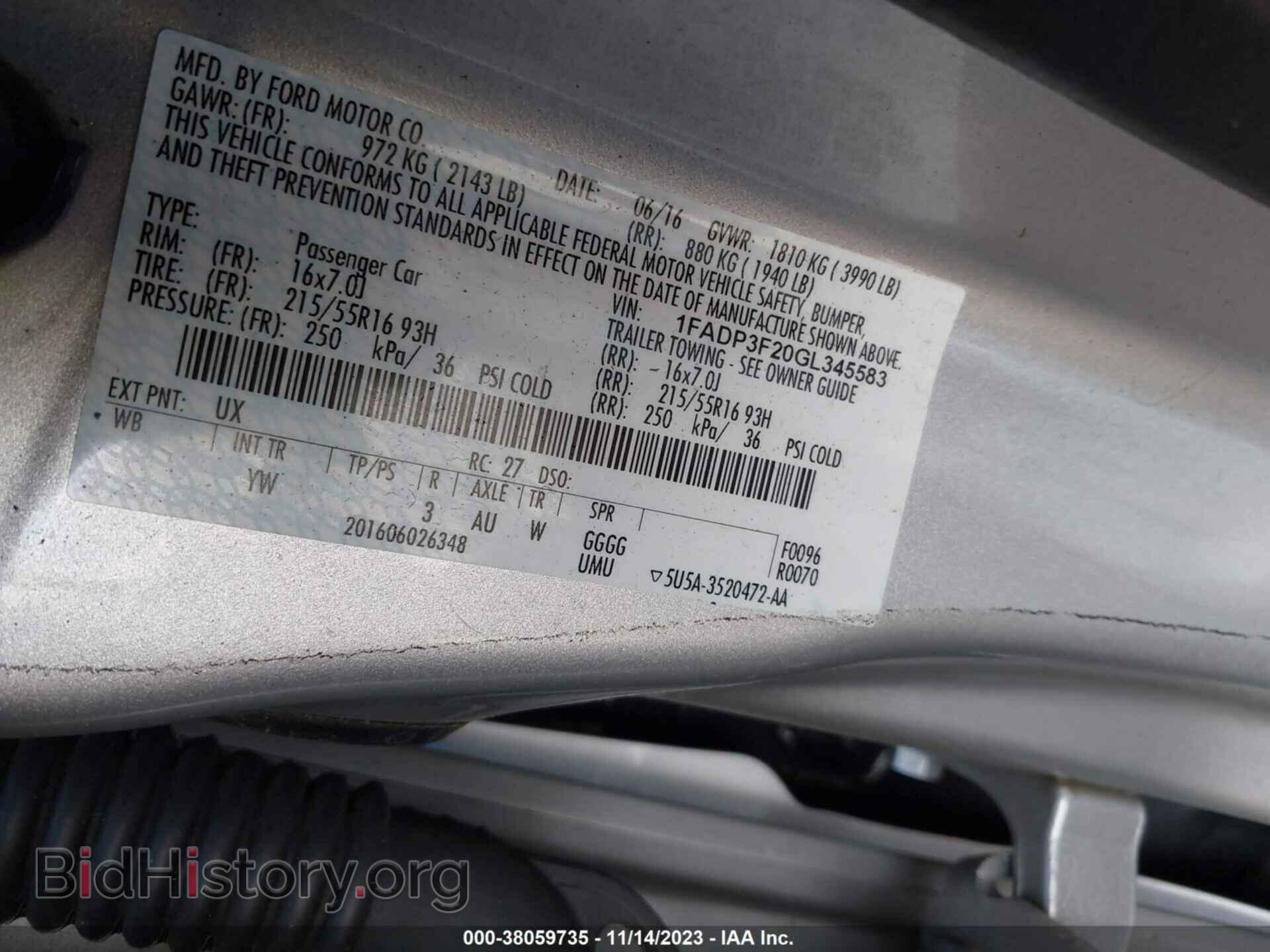 2016 FORD FOCUS - VIN: 1FADP3F20GL345583 - Фото 9