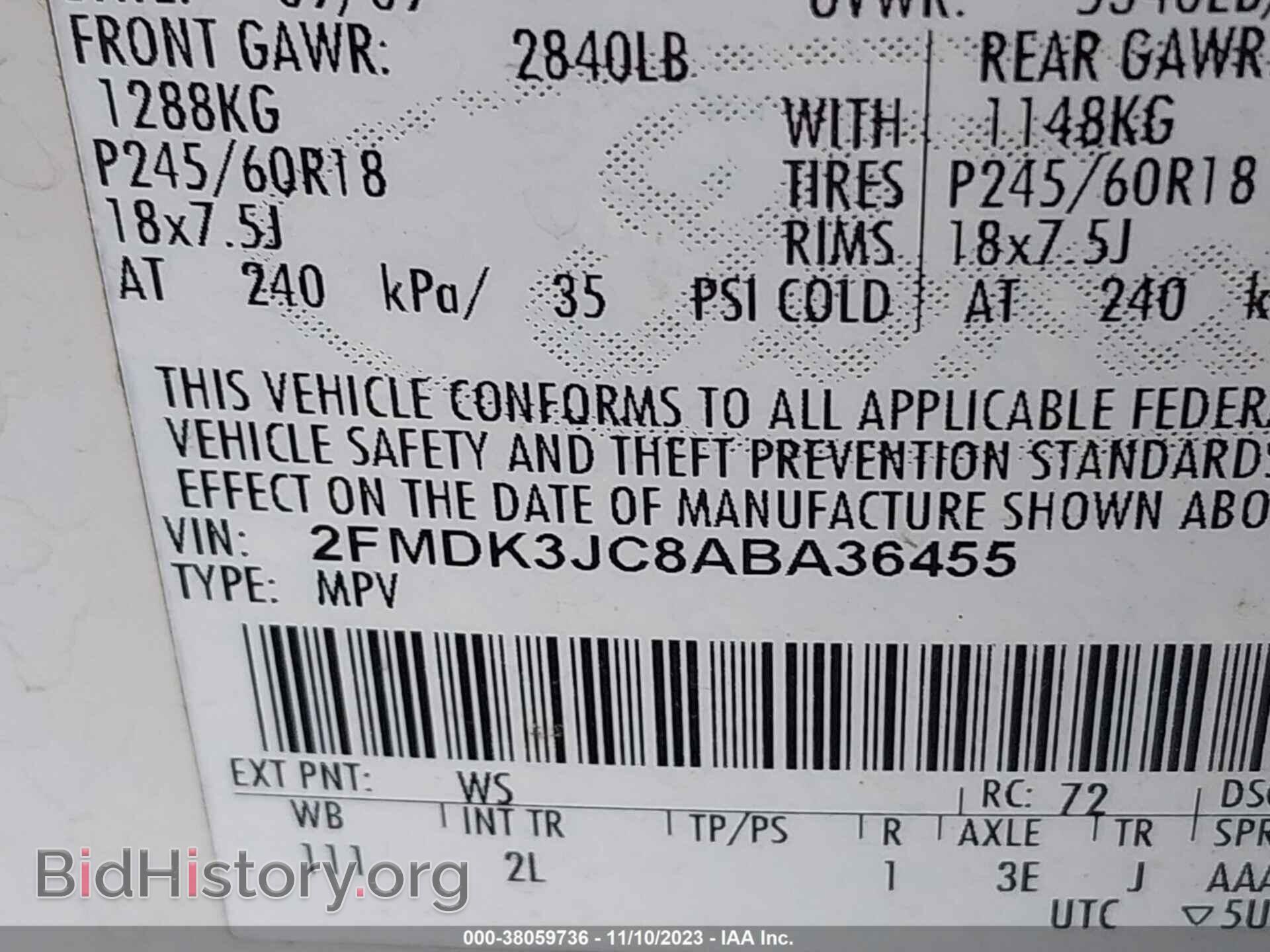 2010 FORD EDGE - VIN: 2FMDK3JC8ABA36455 - Photo 9