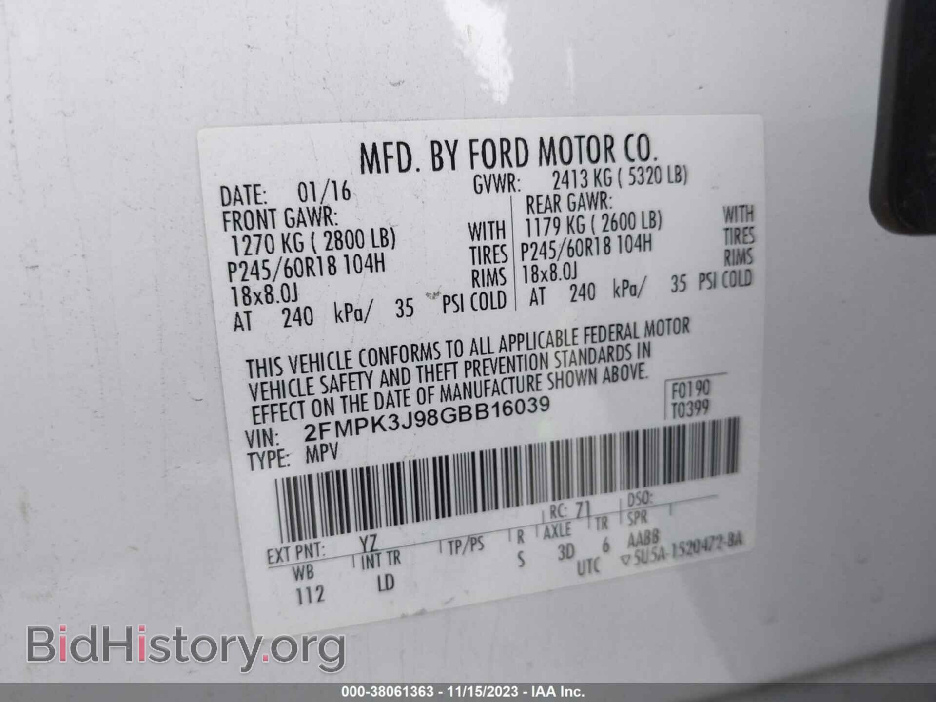 2016 FORD EDGE - VIN: 2FMPK3J98GBB16039 - Photo 9