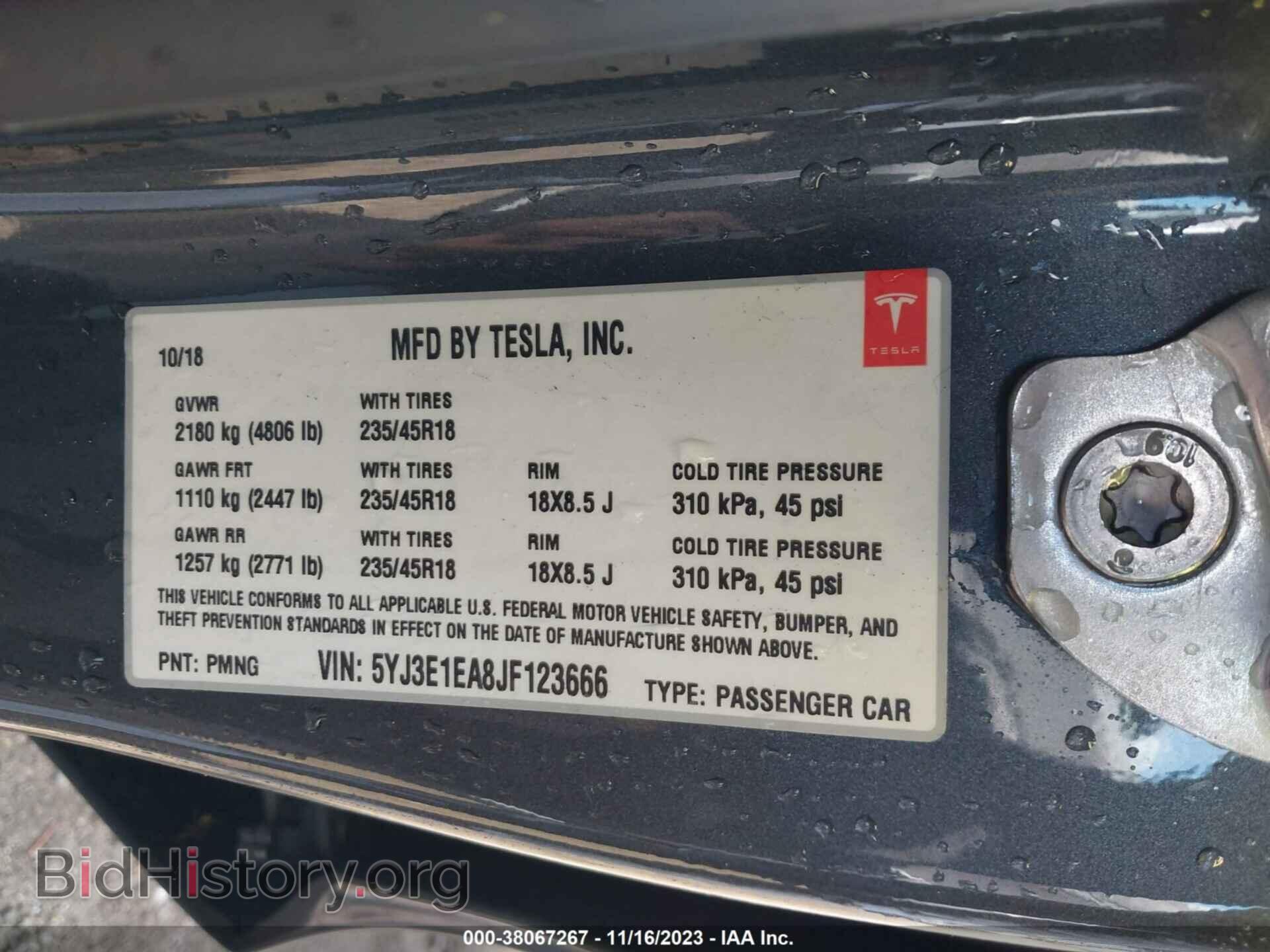 2018 TESLA MODEL 3 - VIN: 5YJ3E1EA8JF123666 - Photo 9
