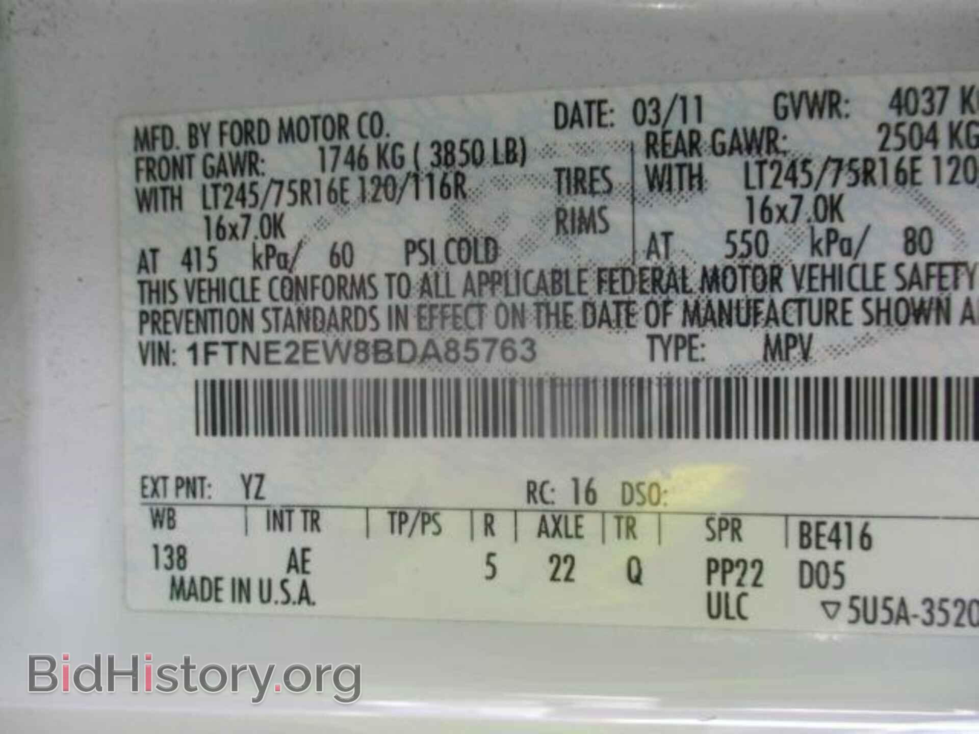 2011 FORD ECONOLINE - VIN: 1FTNE2EW8BDA85763 - Фото 21