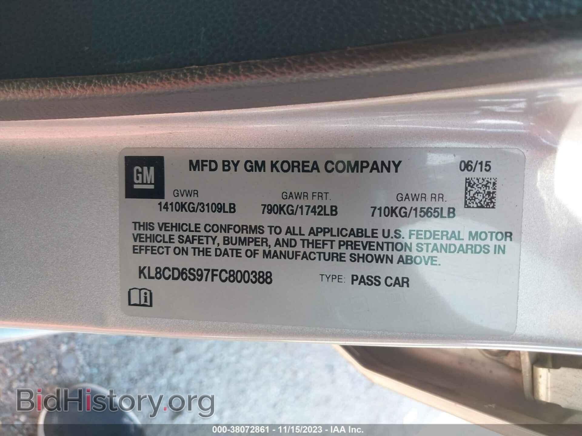 2015 CHEVROLET SPARK - VIN: KL8CD6S97FC800388 - Фото 9