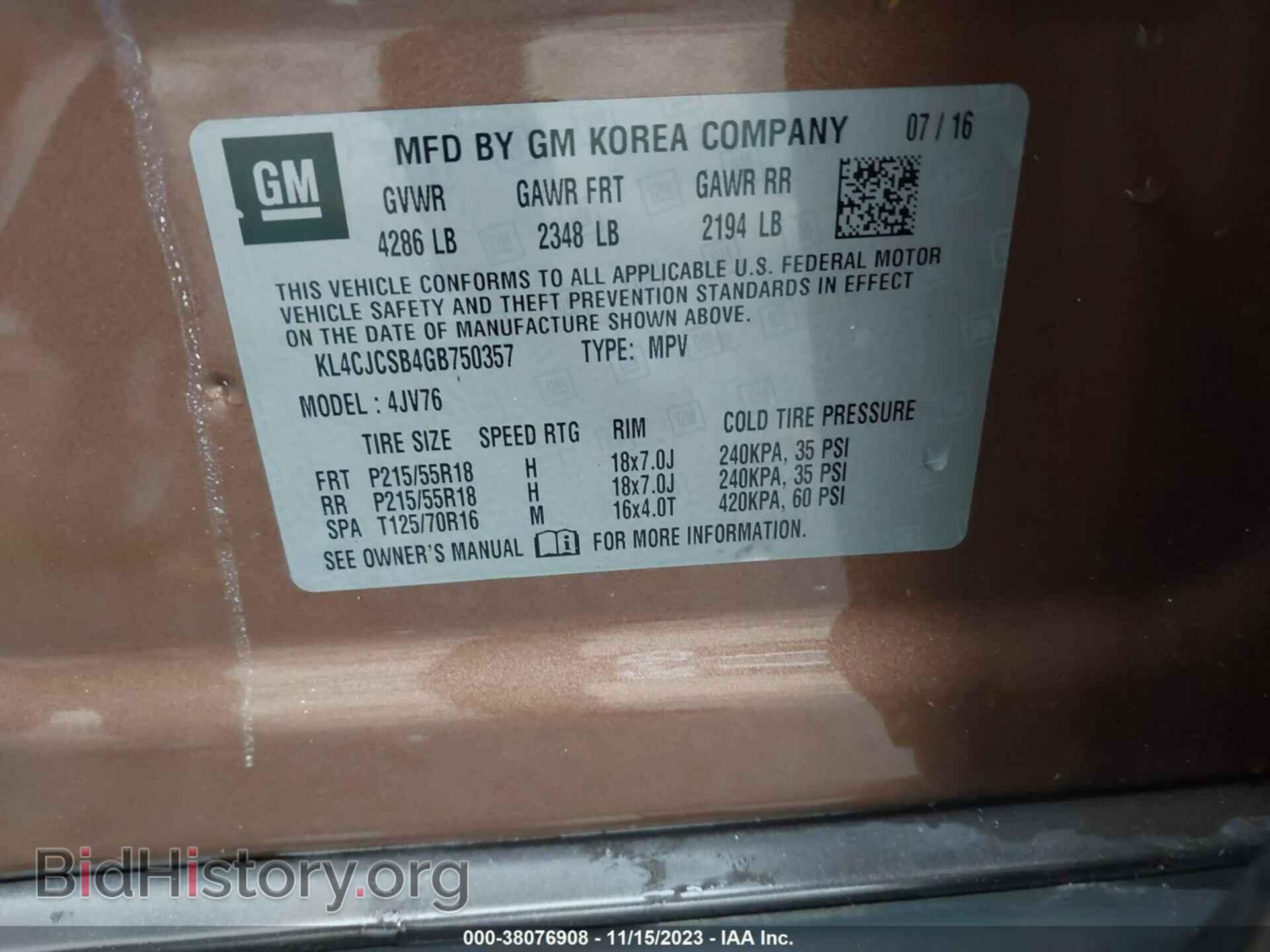 2016 BUICK ENCORE - VIN: KL4CJCSB4GB750357 - Photo 9