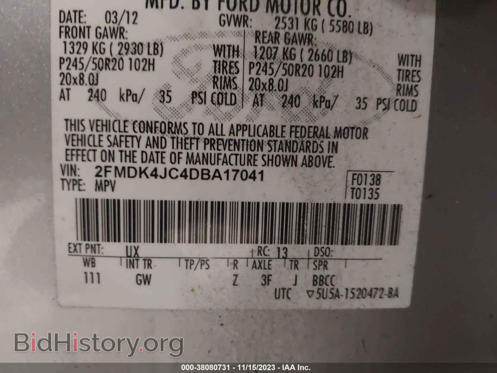 2013 FORD EDGE - VIN: 2FMDK4JC4DBA17041 - Photo 9