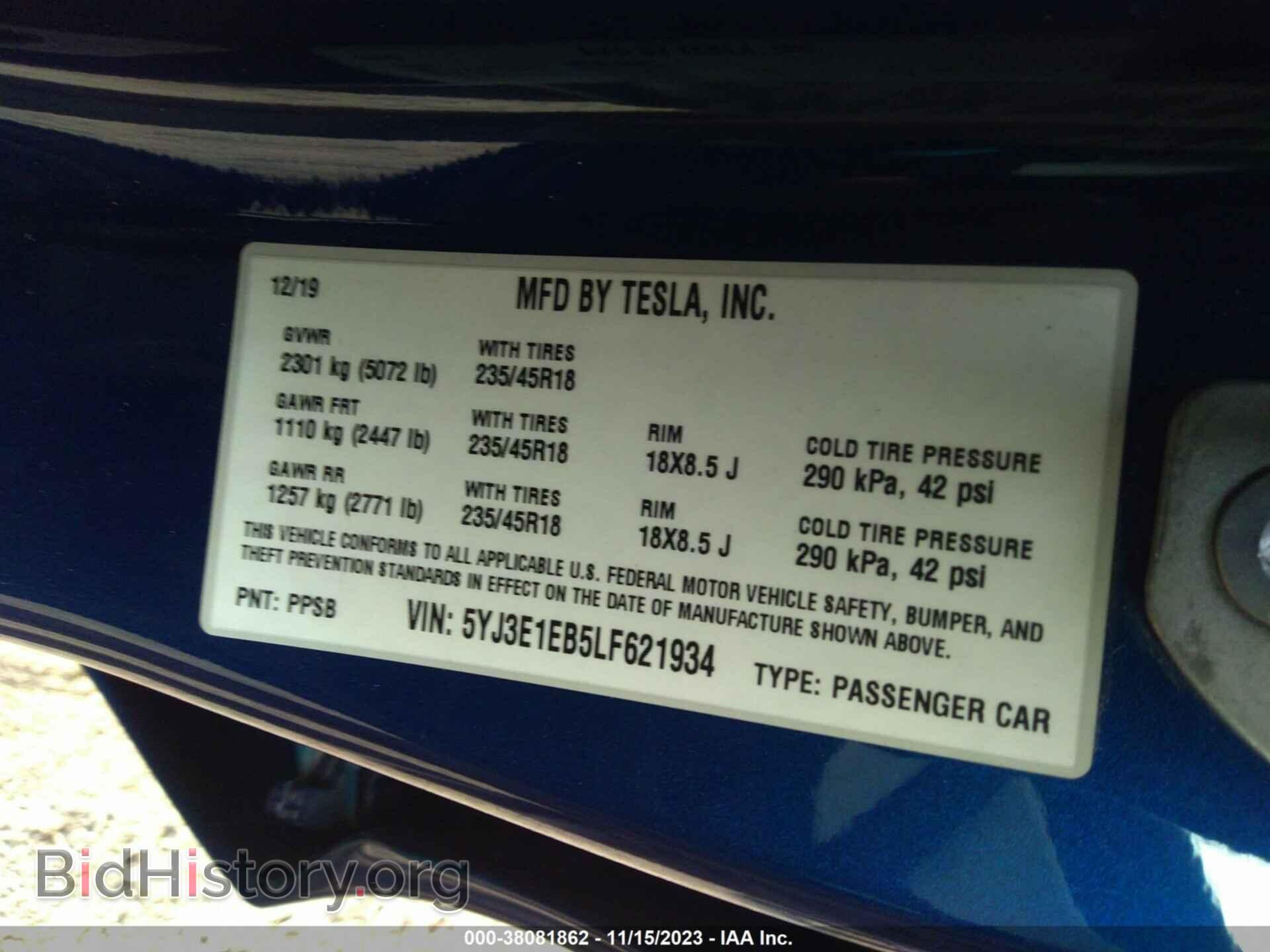 2020 TESLA MODEL 3 - VIN: 5YJ3E1EB5LF621934 - Фото 9