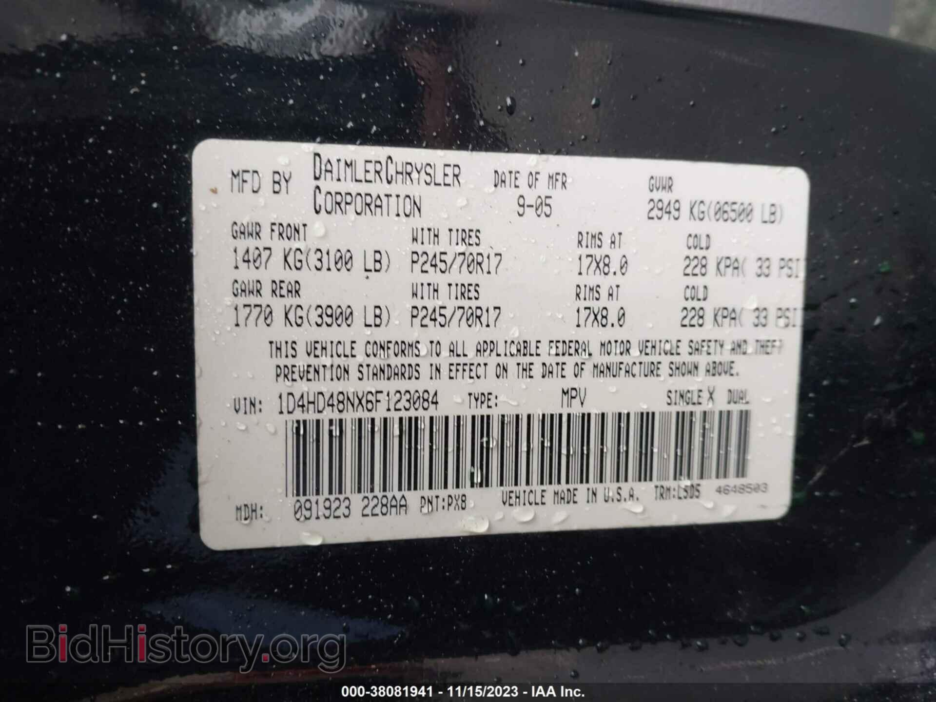 2006 DODGE DURANGO - VIN: 1D4HD48NX6F123084 - Фото 9