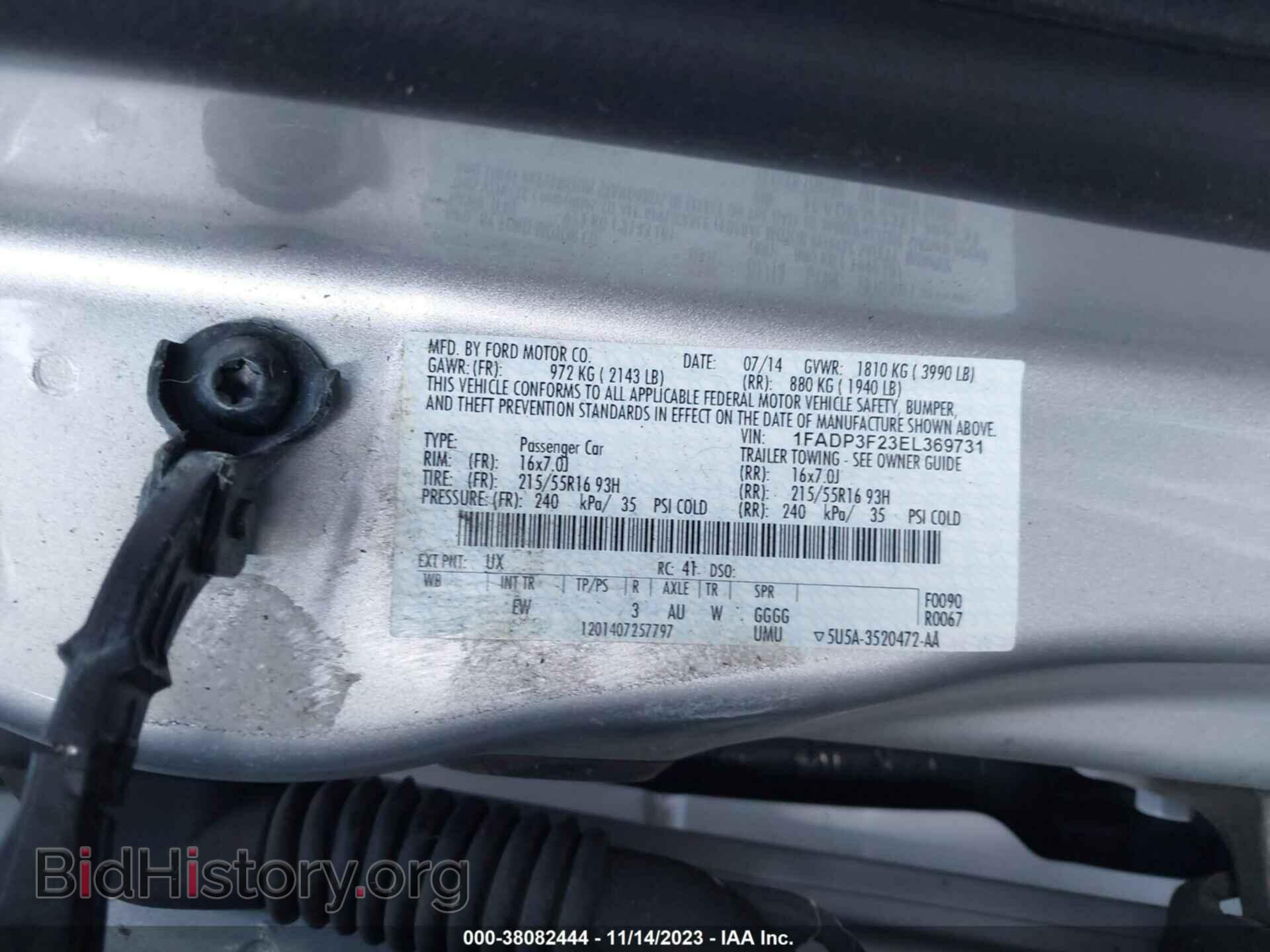2014 FORD FOCUS - VIN: 1FADP3F23EL369731 - Фото 9
