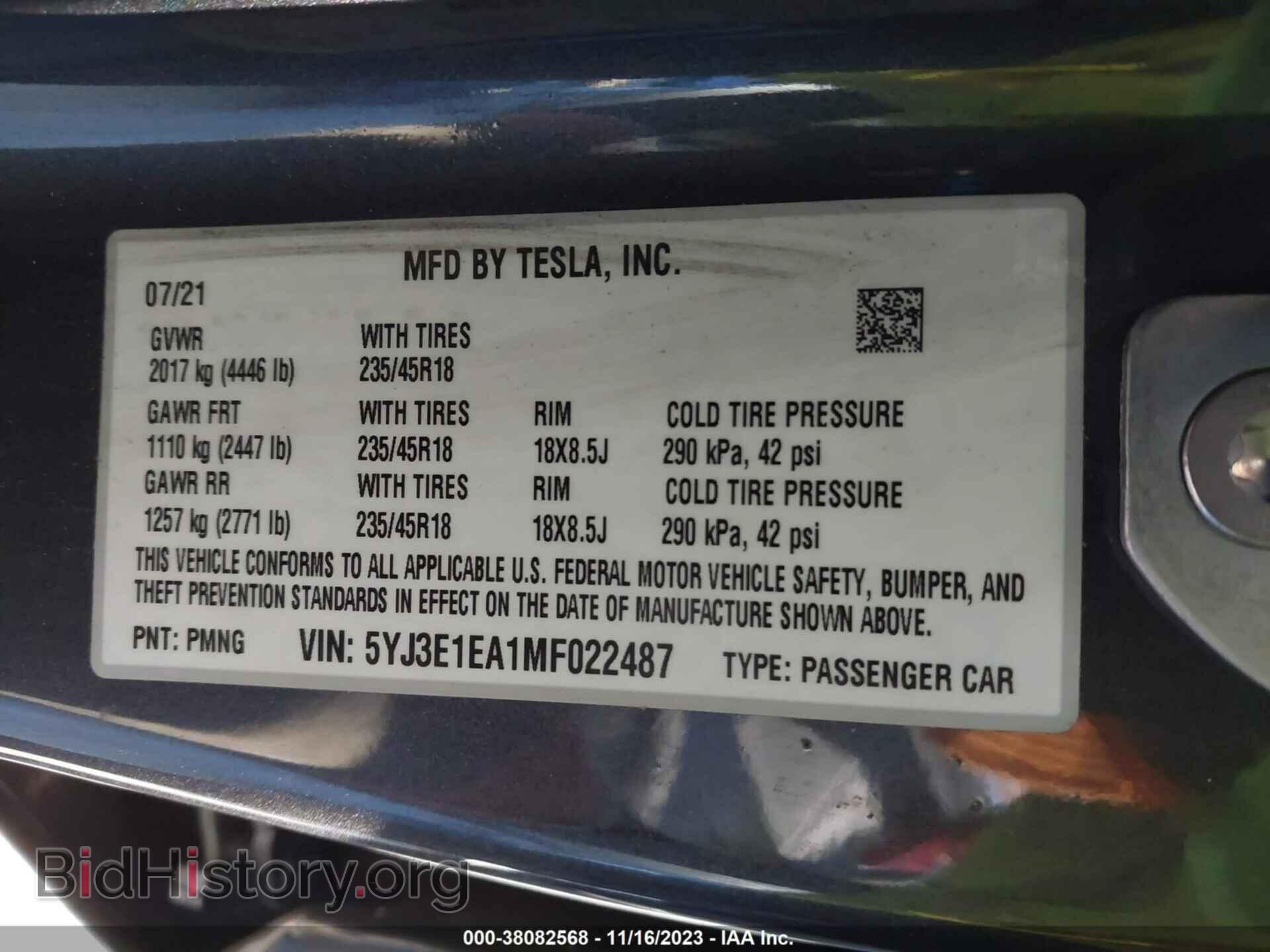 2021 TESLA MODEL 3 - VIN: 5YJ3E1EA1MF022487 - Photo 8