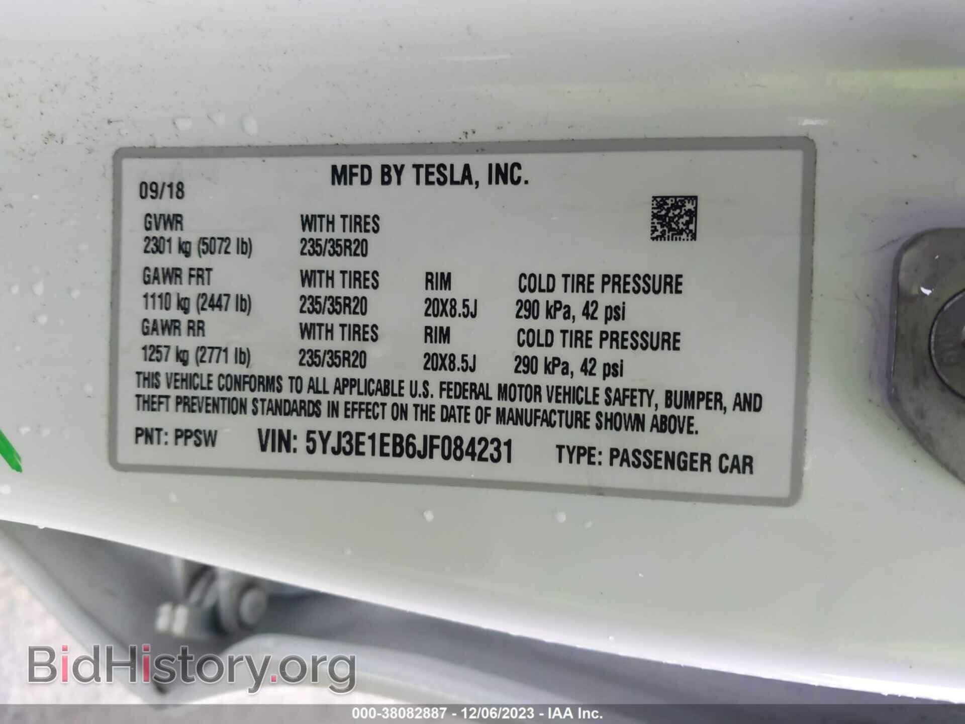 2018 TESLA MODEL 3 - VIN: 5YJ3E1EB6JF084231 - Photo 9