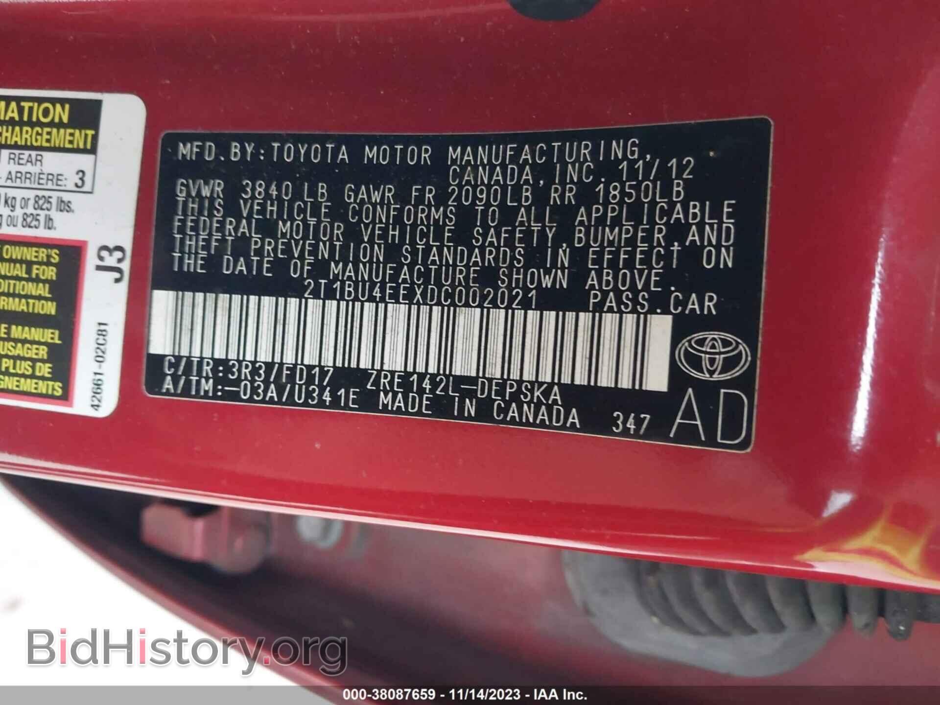 2013 TOYOTA COROLLA - VIN: 2T1BU4EEXDC002021 - Фото 9