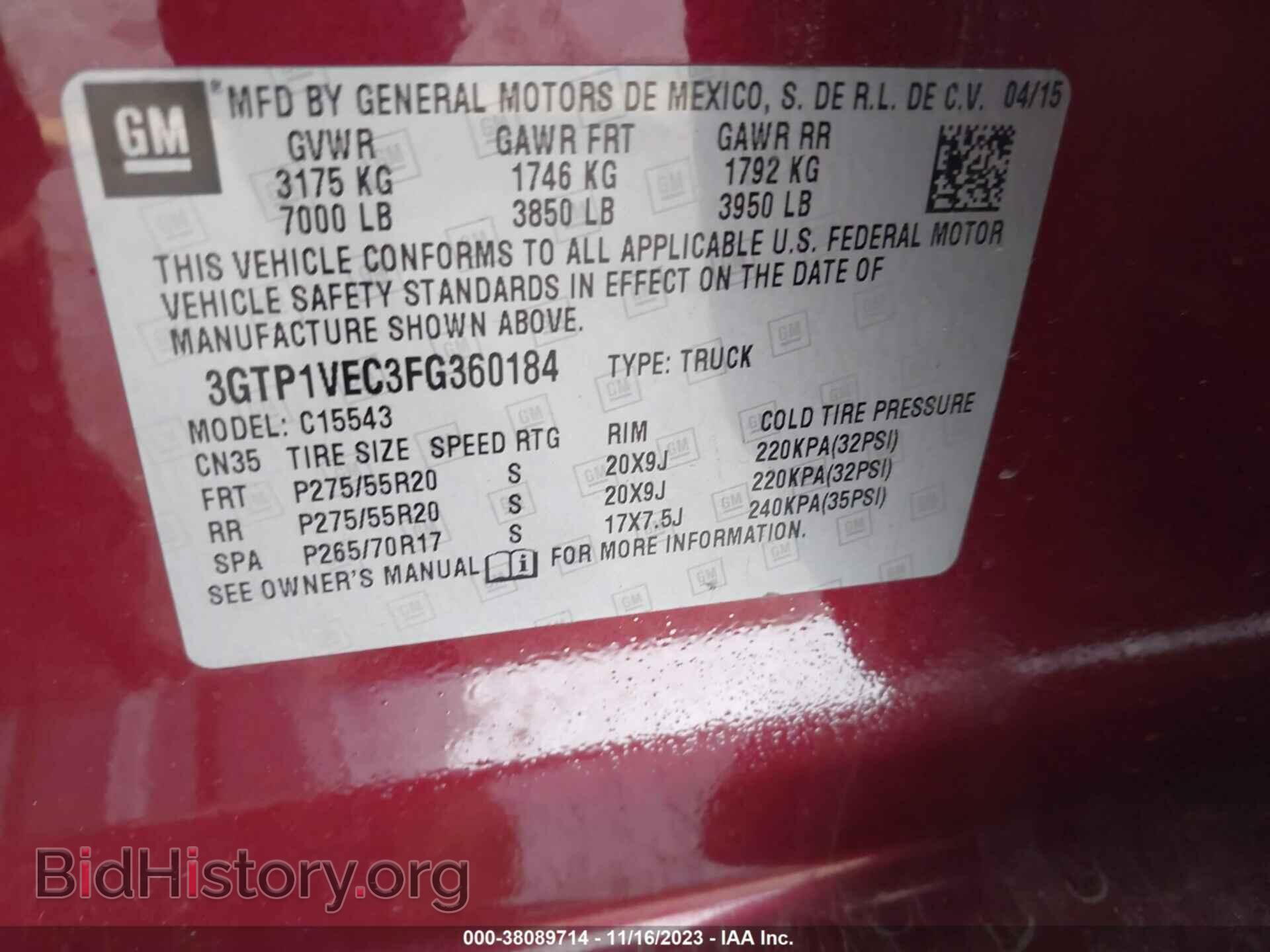 2015 GMC SIERRA 1500 - VIN: 3GTP1VEC3FG360184 - Photo 9