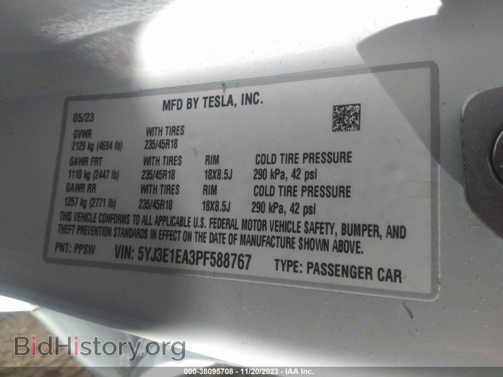 2023 TESLA MODEL 3 - VIN: 5YJ3E1EA3PF588767 - Фото 9
