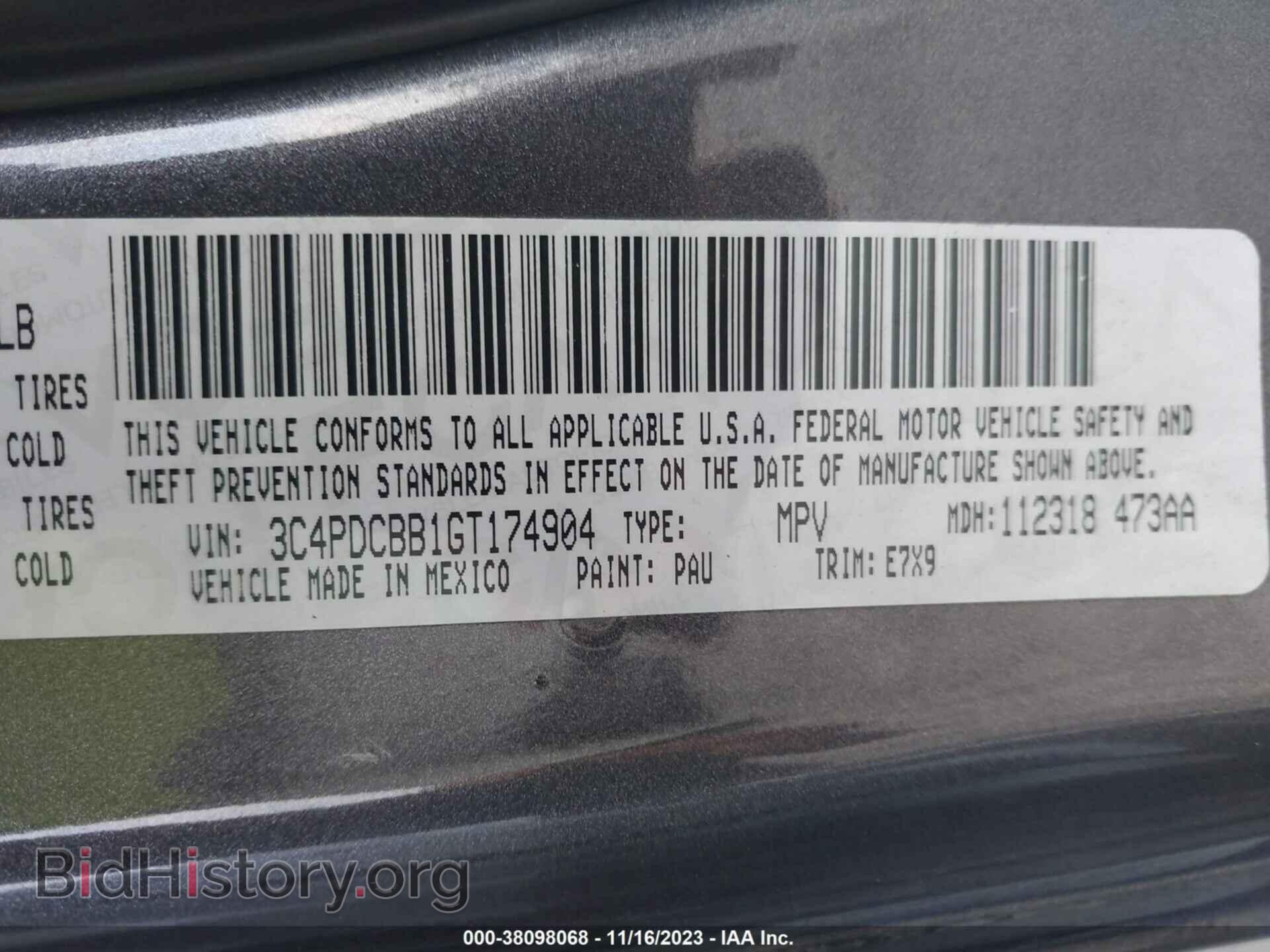 2016 DODGE JOURNEY - VIN: 3C4PDCBB1GT174904 - Фото 9