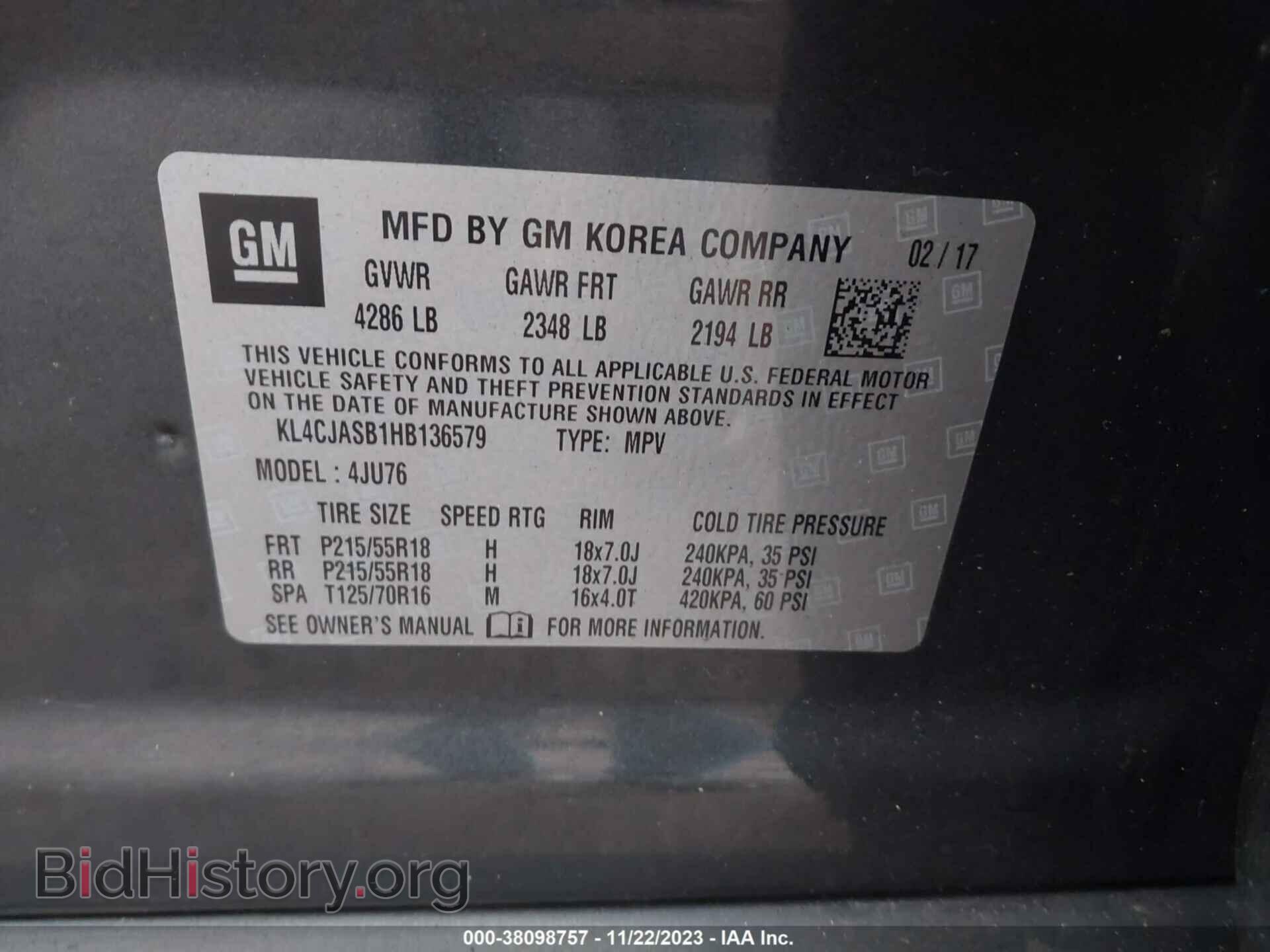 2017 BUICK ENCORE - VIN: KL4CJASB1HB136579 - Фото 9