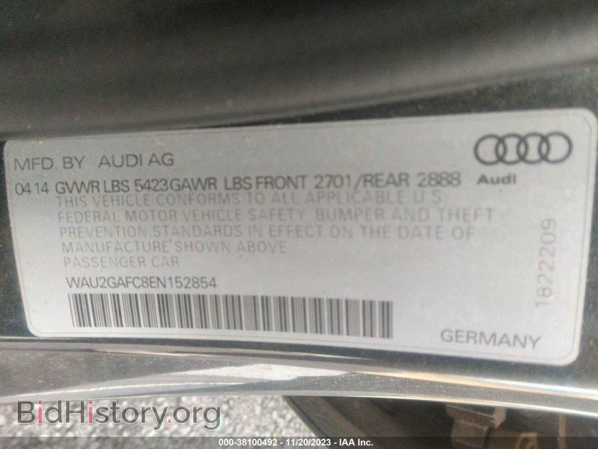 2014 AUDI A7 - VIN: WAU2GAFC8EN152854 - Фото 9