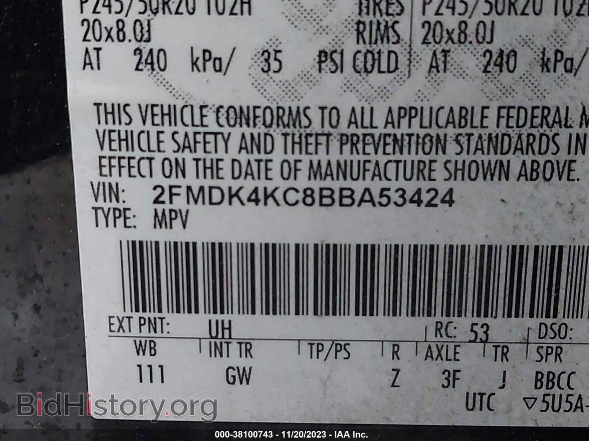 2011 FORD EDGE - VIN: 2FMDK4KC8BBA53424 - Фото 9