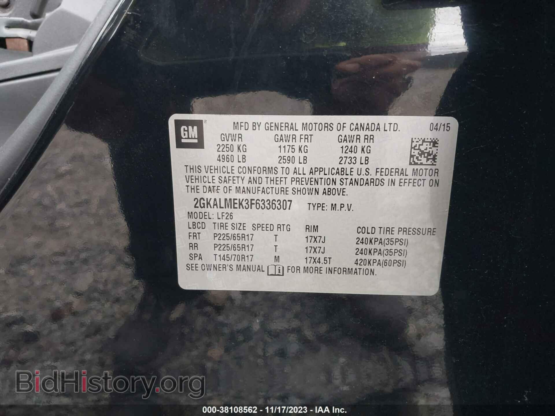 2015 GMC TERRAIN - VIN: 2GKALMEK3F6336307 - Фото 9
