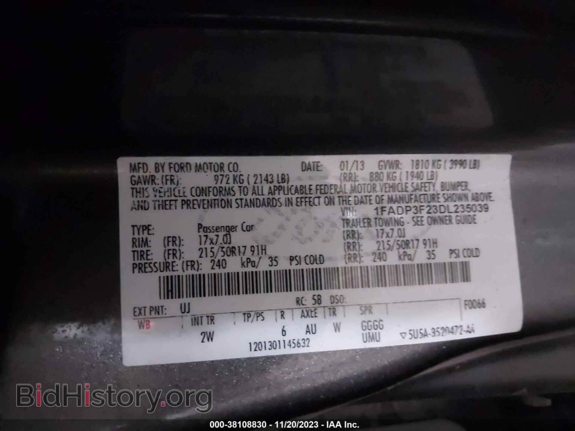 2013 FORD FOCUS - VIN: 1FADP3F23DL235039 - Фото 9