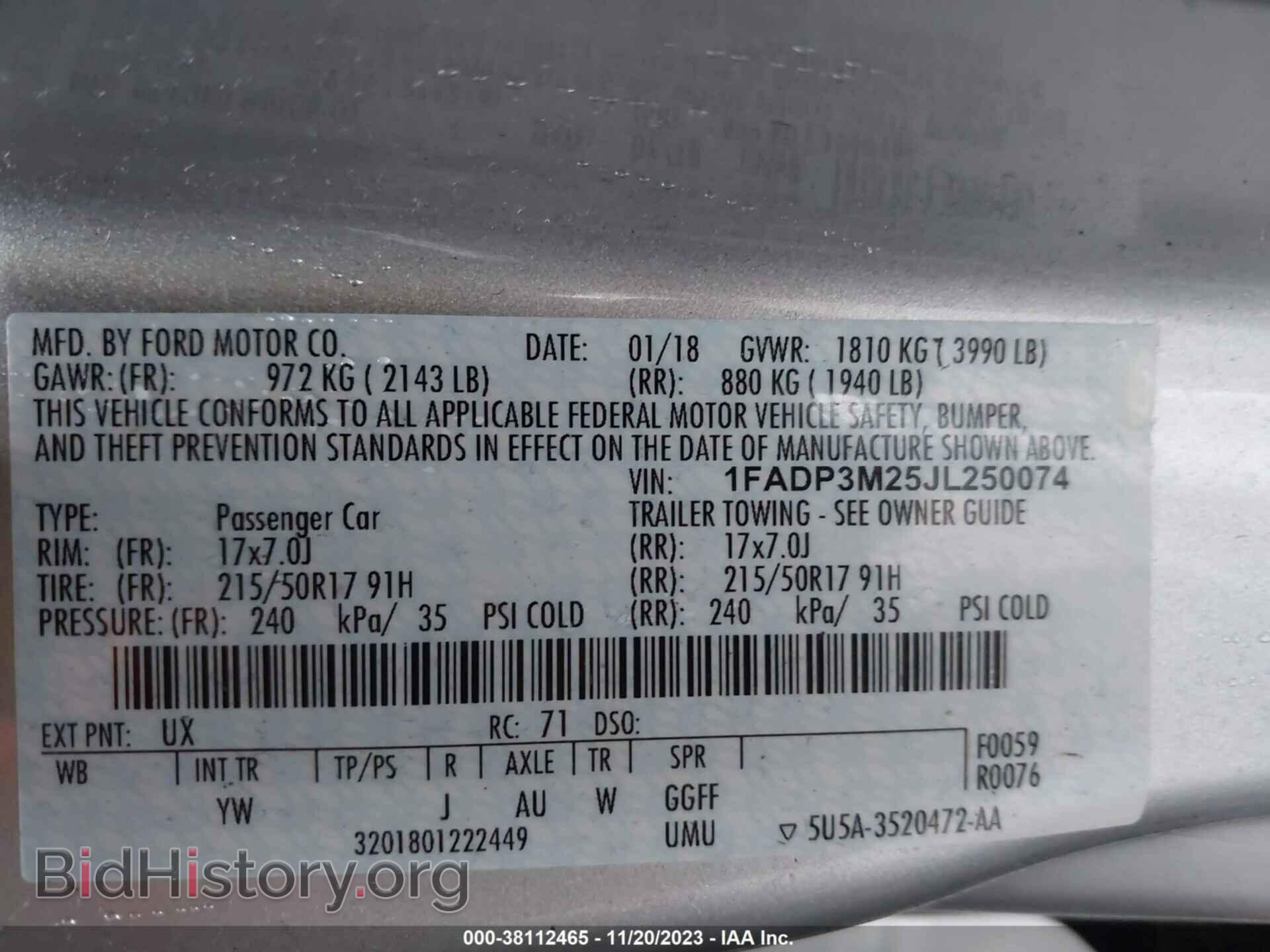 2018 FORD FOCUS - VIN: 1FADP3M25JL250074 - Photo 9