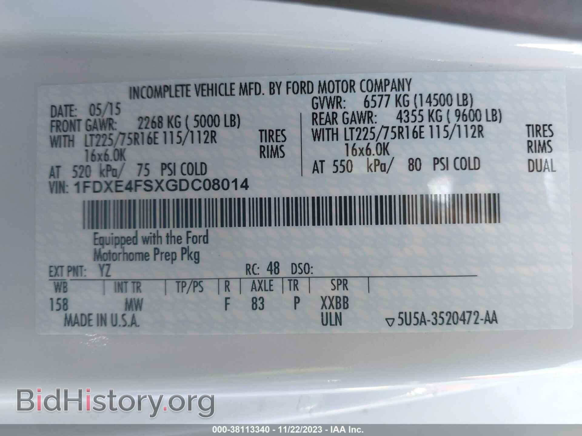 2016 FORD E-450 CUTAWAY - VIN: 1FDXE4FSXGDC08014 - Фото 9