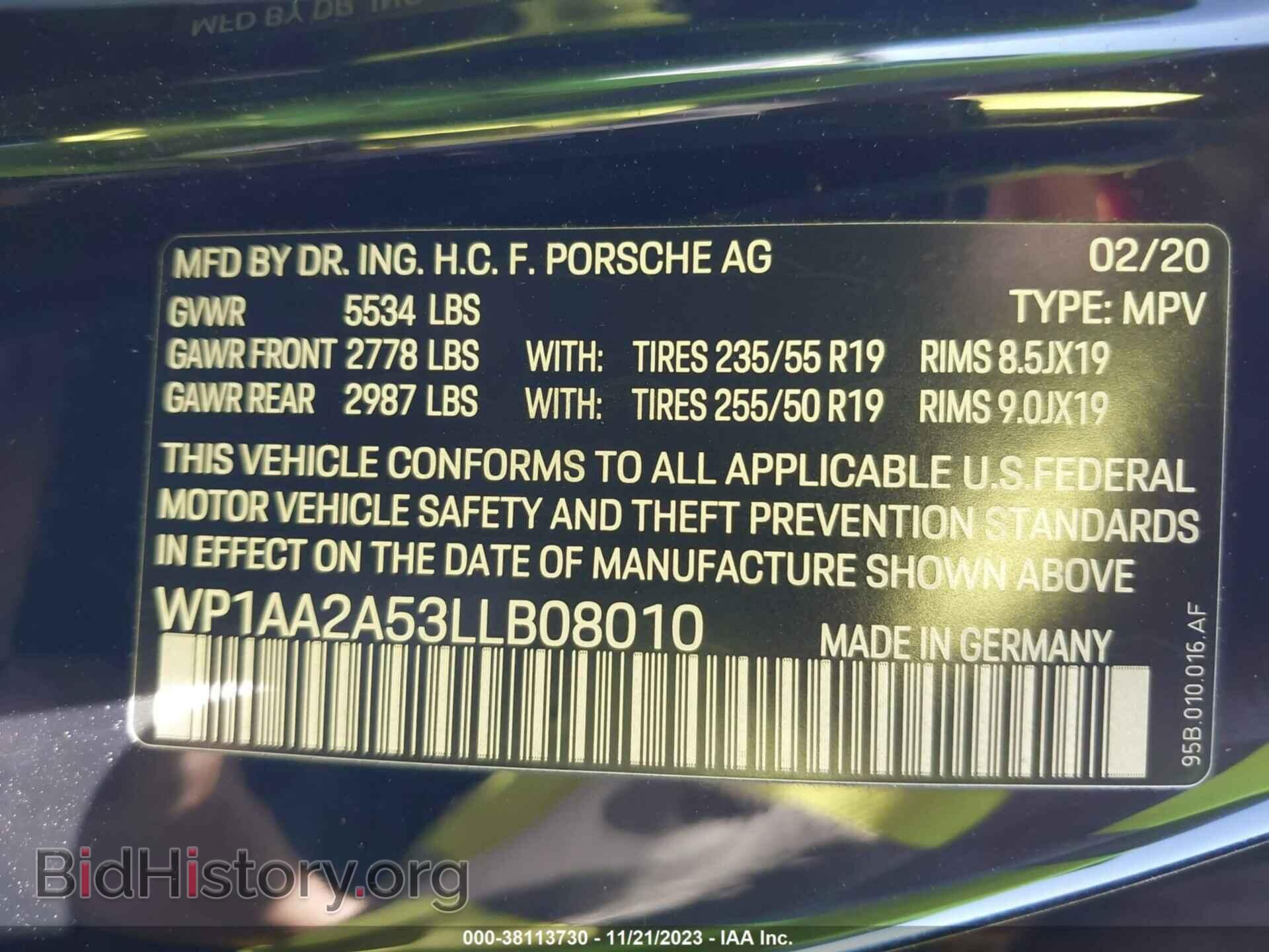 2020 PORSCHE MACAN - VIN: WP1AA2A53LLB08010 - Photo 9