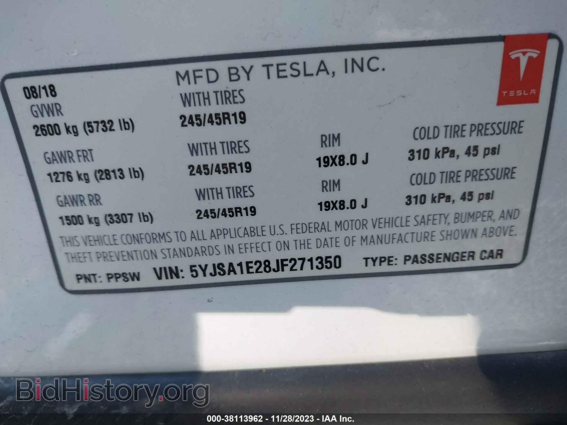 2018 TESLA MODEL S - VIN: 5YJSA1E28JF271350 - Photo 9