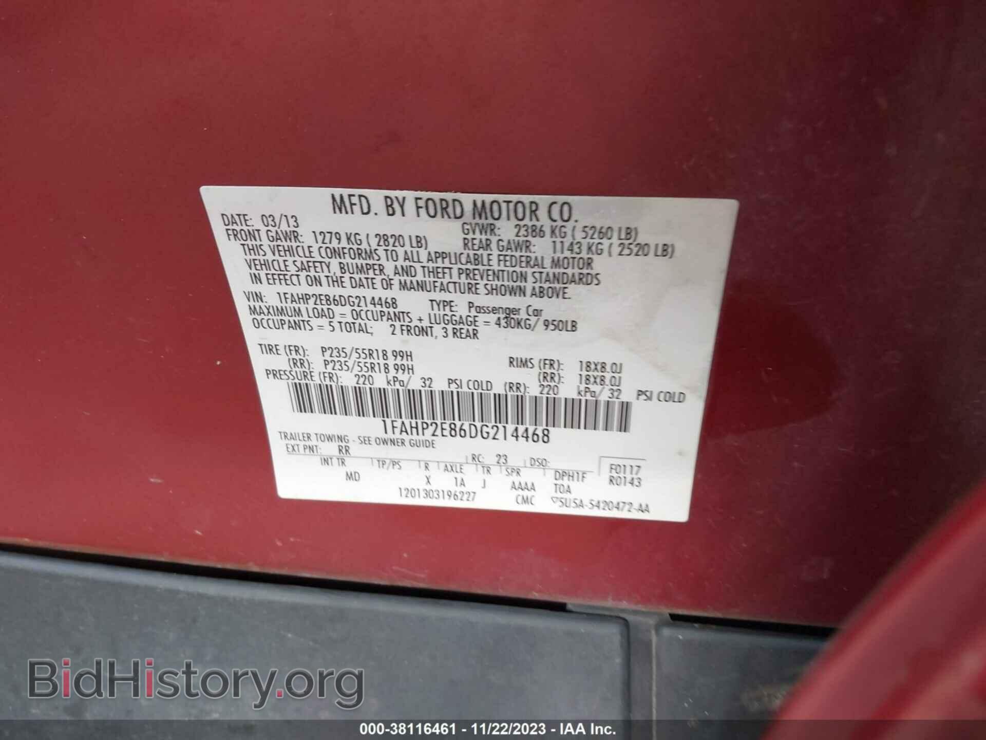2013 FORD TAURUS - VIN: 1FAHP2E86DG214468 - Photo 9
