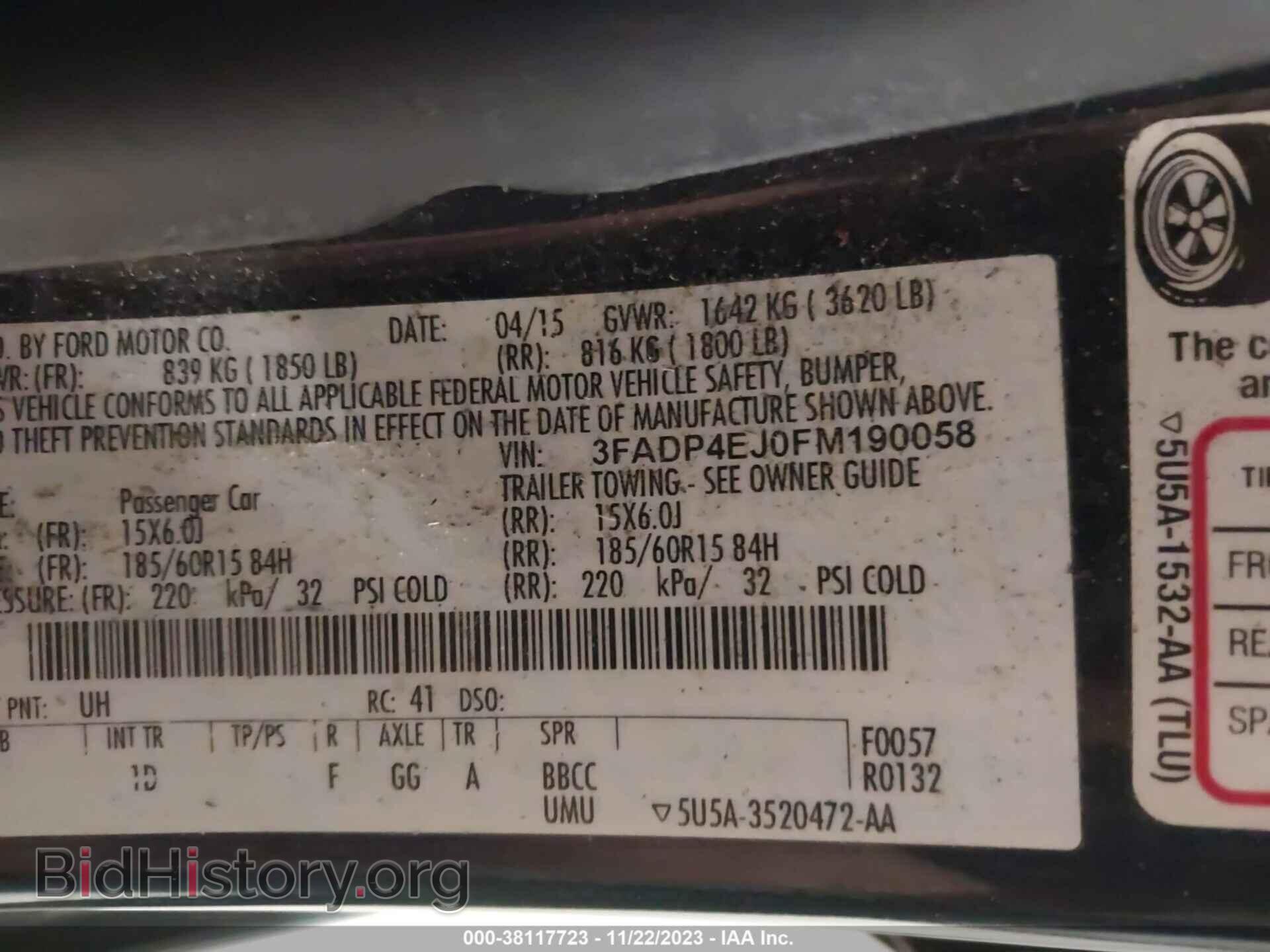 2015 FORD FIESTA - VIN: 3FADP4EJ0FM190058 - Фото 9