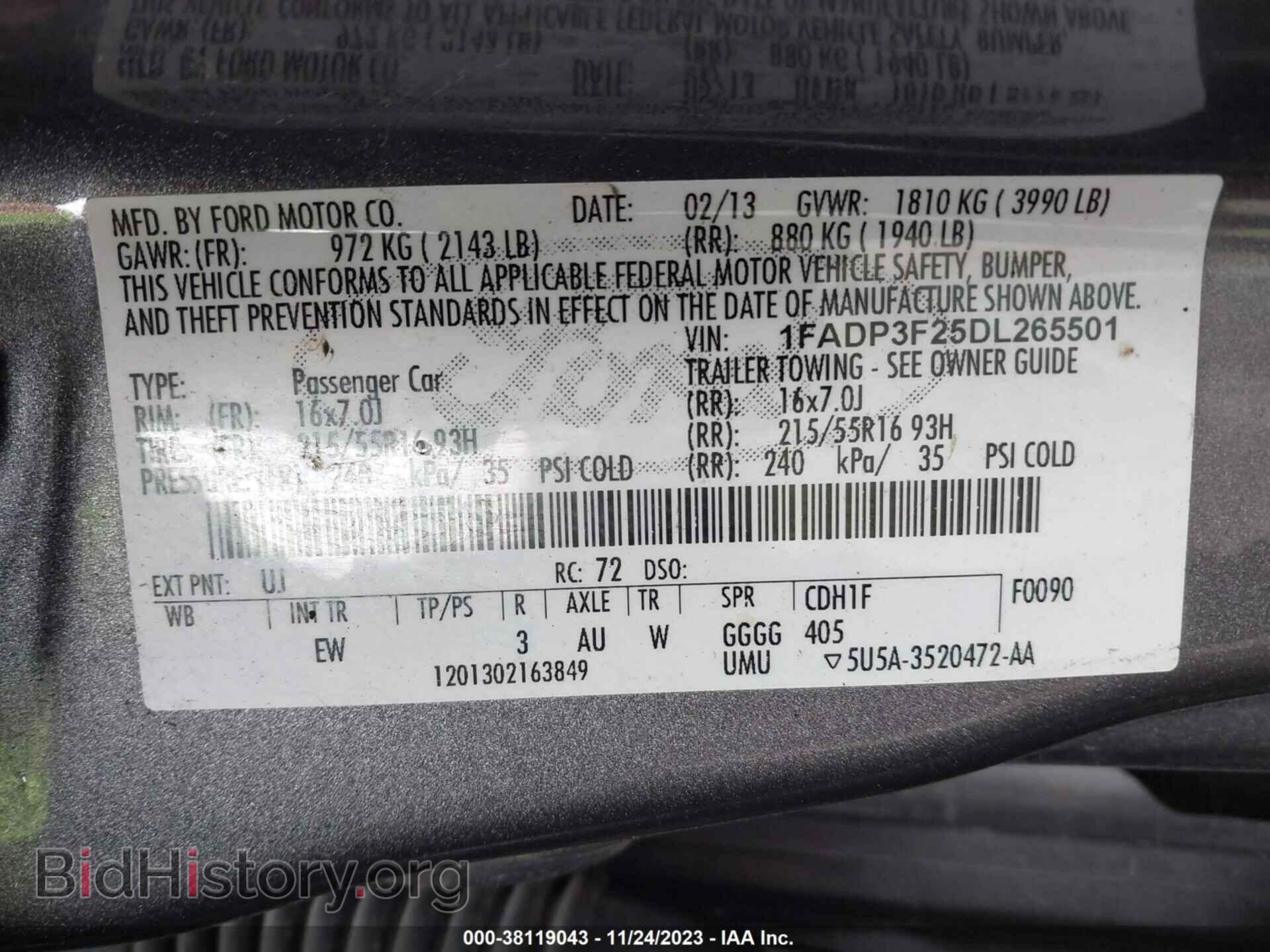 2013 FORD FOCUS - VIN: 1FADP3F25DL265501 - Фото 9
