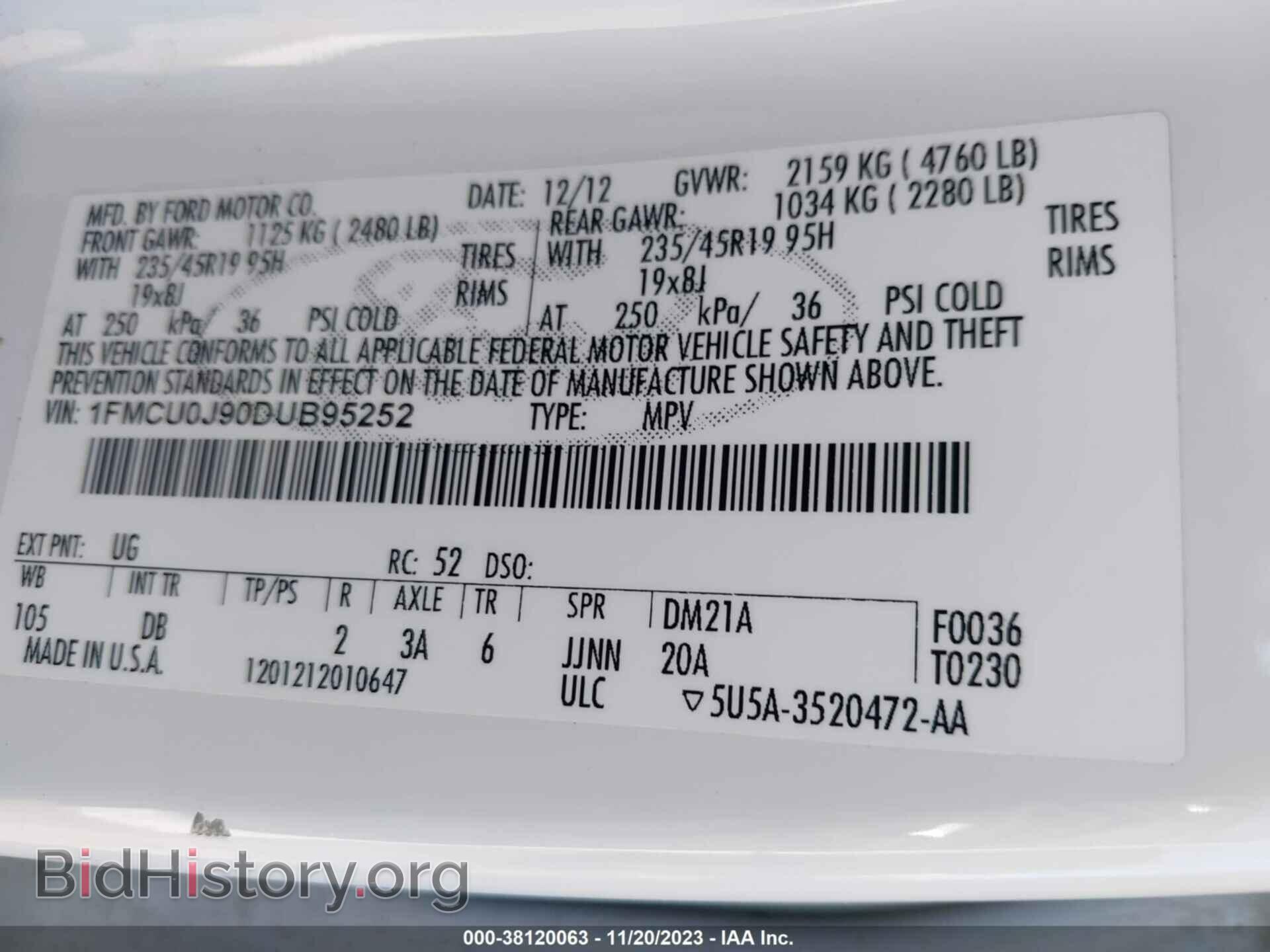 2013 FORD ESCAPE - VIN: 1FMCU0J90DUB95252 - Photo 9