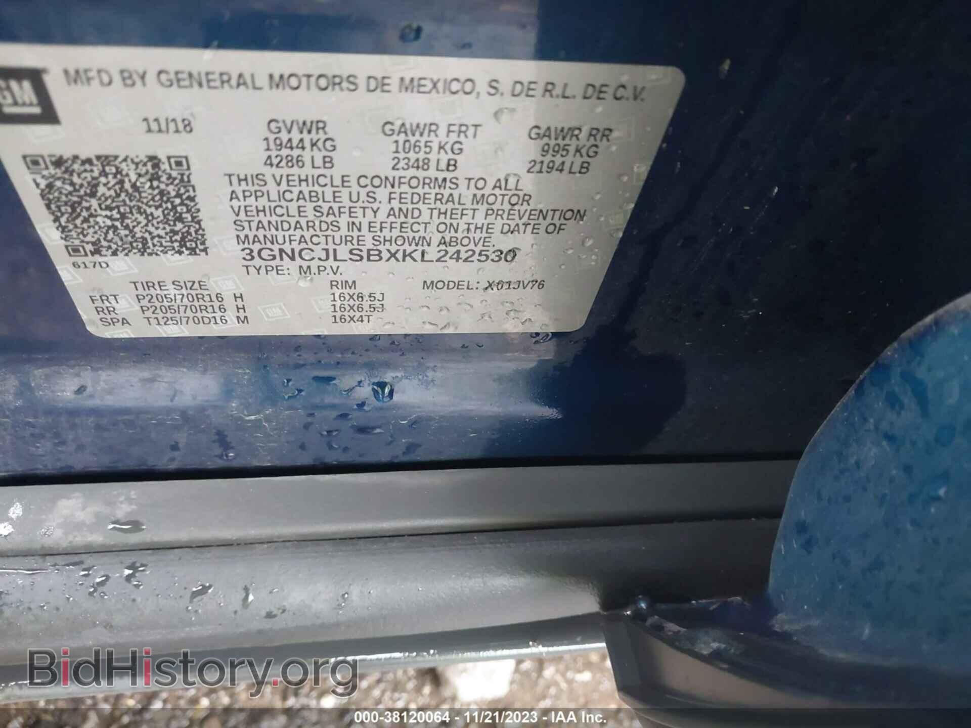 2019 CHEVROLET TRAX - VIN: 3GNCJLSBXKL242530 - Photo 9