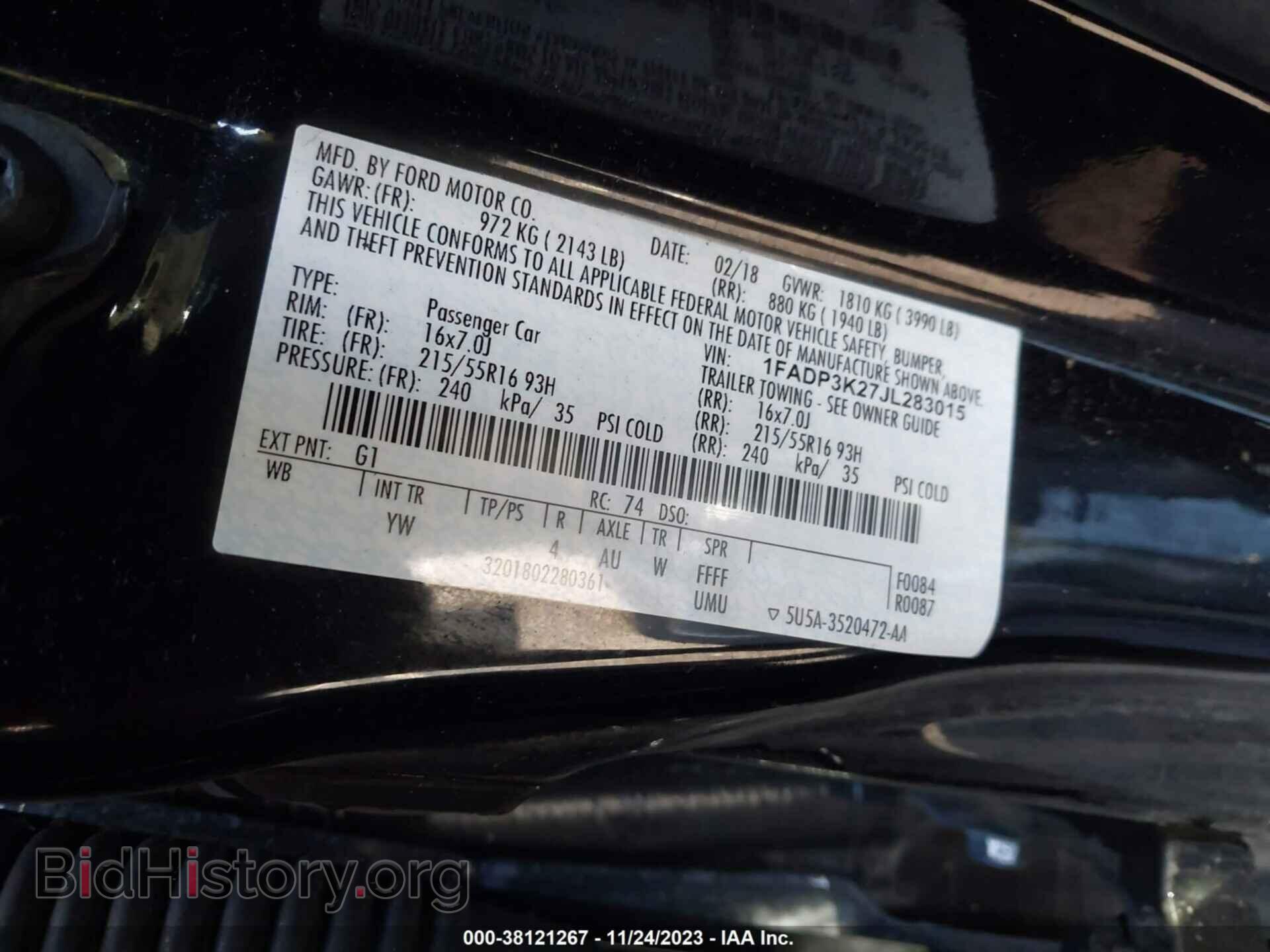 2018 FORD FOCUS - VIN: 1FADP3K27JL283015 - Фото 9